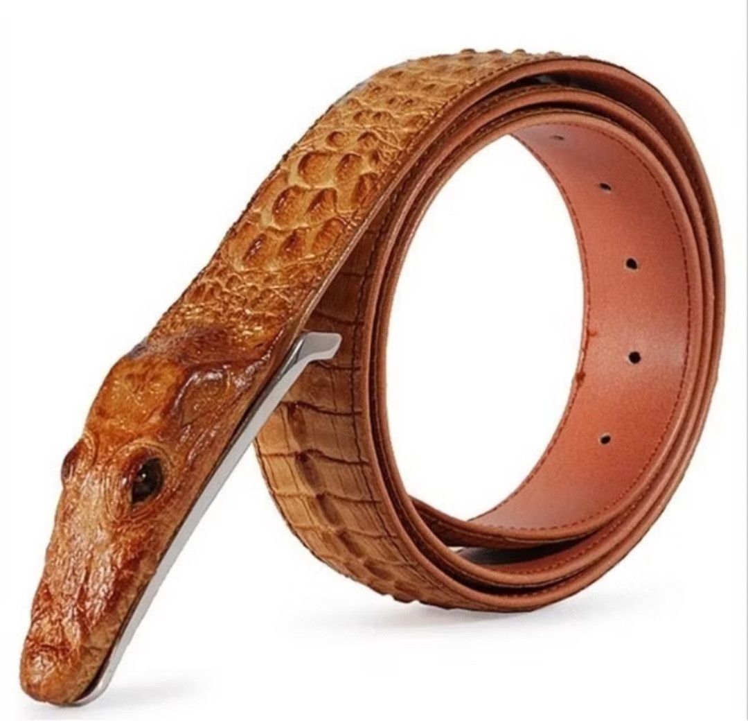 Japanese Brand 💥Brown colour crocodiles design casual belt Size ONE SIZE - 1 Preview