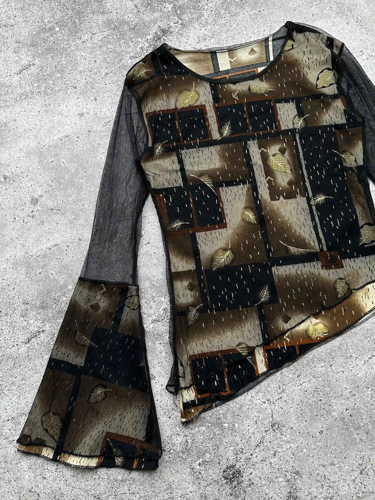 Vintage Vintage Assymetry Mesh Details Blouse C244(V627) Size M / US 6-8 / IT 42-44 - 2 Thumbnail