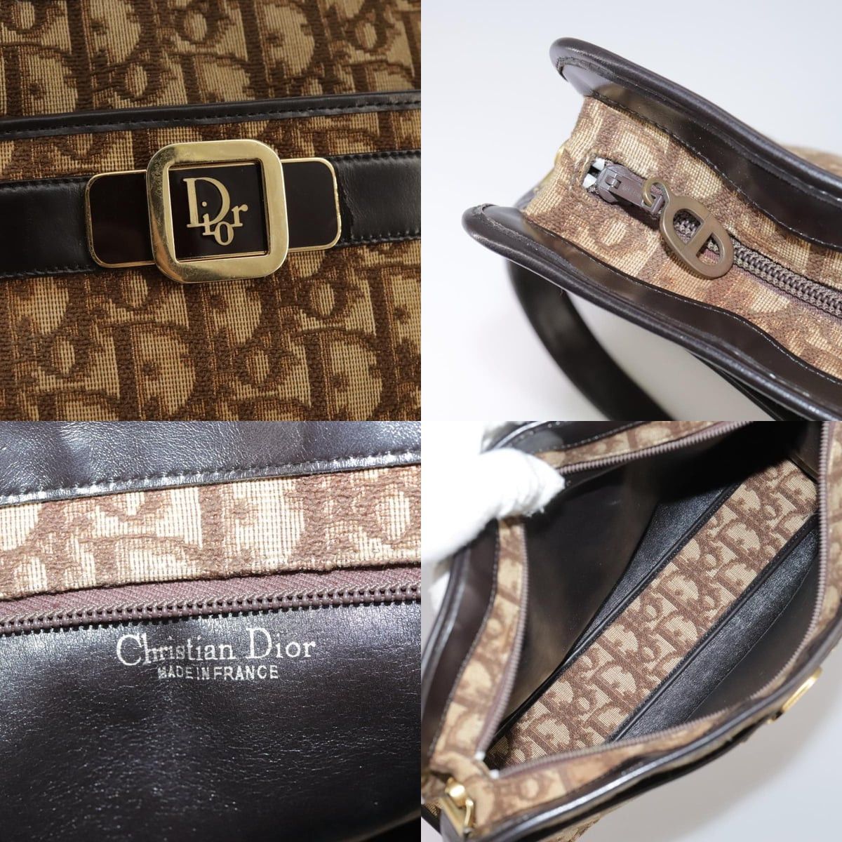 Dior DIOR Trotter Canvas Shoulder Bag Gold Brown Size ONE SIZE - 11 Thumbnail