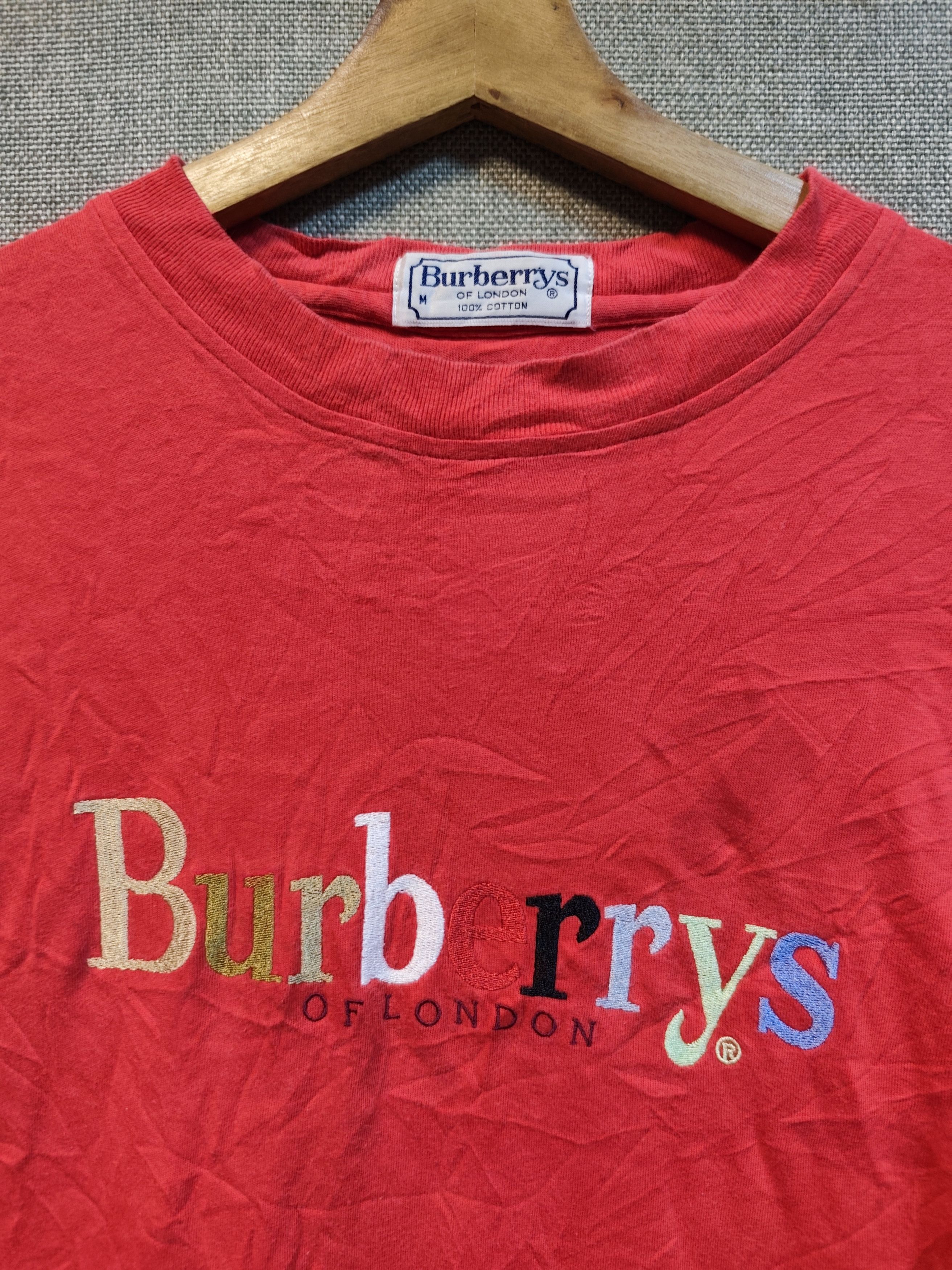 Burberry Vintage 90s t shirt Burberry spell out embroidery Size US M / EU 48-50 / 2 - 2 Thumbnail