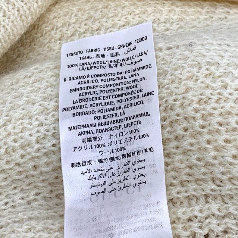 Gucci Gucci Beige elephant letter embroidered wool round-neck lo Size US XS / EU 42 / 0 - 7 Thumbnail