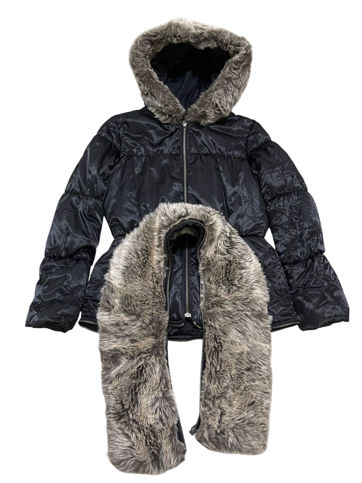 Jean Paul Gaultier Junior Gaultier Girls Black Faux Fur Trim Winter Coat Jacket Size S / US 4 / IT 40 - 13 Thumbnail