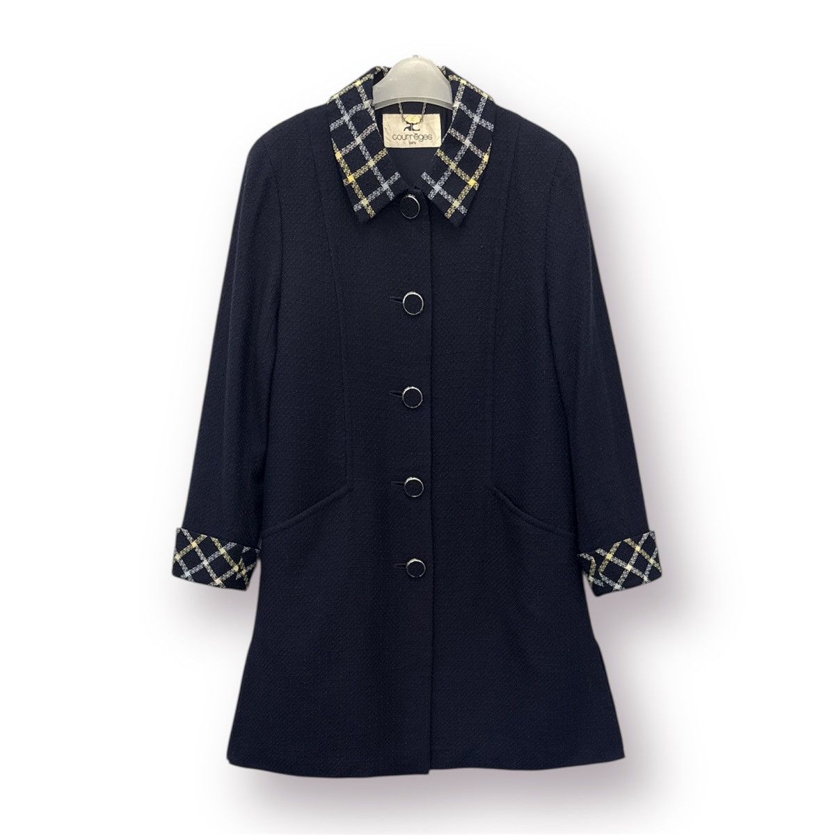 Courreges 🔥 VINTAGE PARIS LUXURY COURREGES WOOL LONG COAT IN BLUE Size S / US 4 / IT 40 - 1 Thumbnail