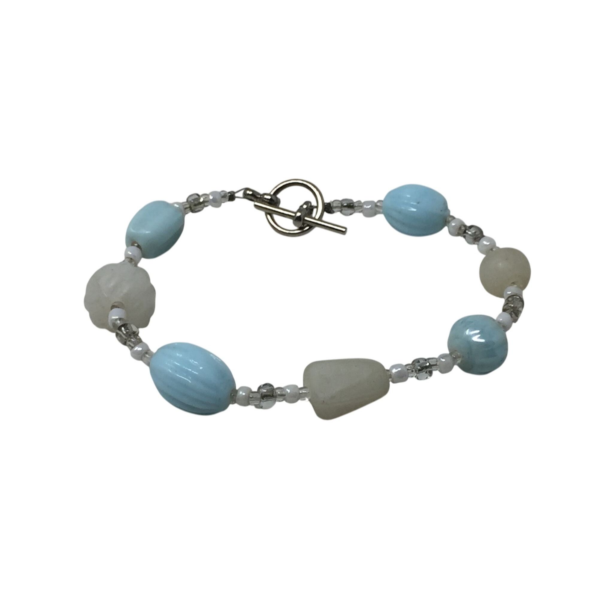 Other Women's Blue, Silver and White Beaded Bracelet with Toggle C Size ONE SIZE - 2 Thumbnail
