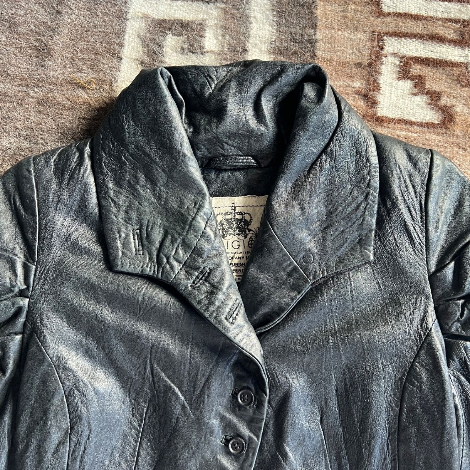 If Six Was Nine Religion Leather Jacket Y2K Gothic Biker 9941AC Size XS / US 0-2 / IT 36-38 - 4 Thumbnail