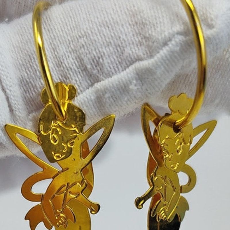Disney Disney Signed Gold Tone Tinkerbell Dangle Earrings Size ONE SIZE - 6 Thumbnail