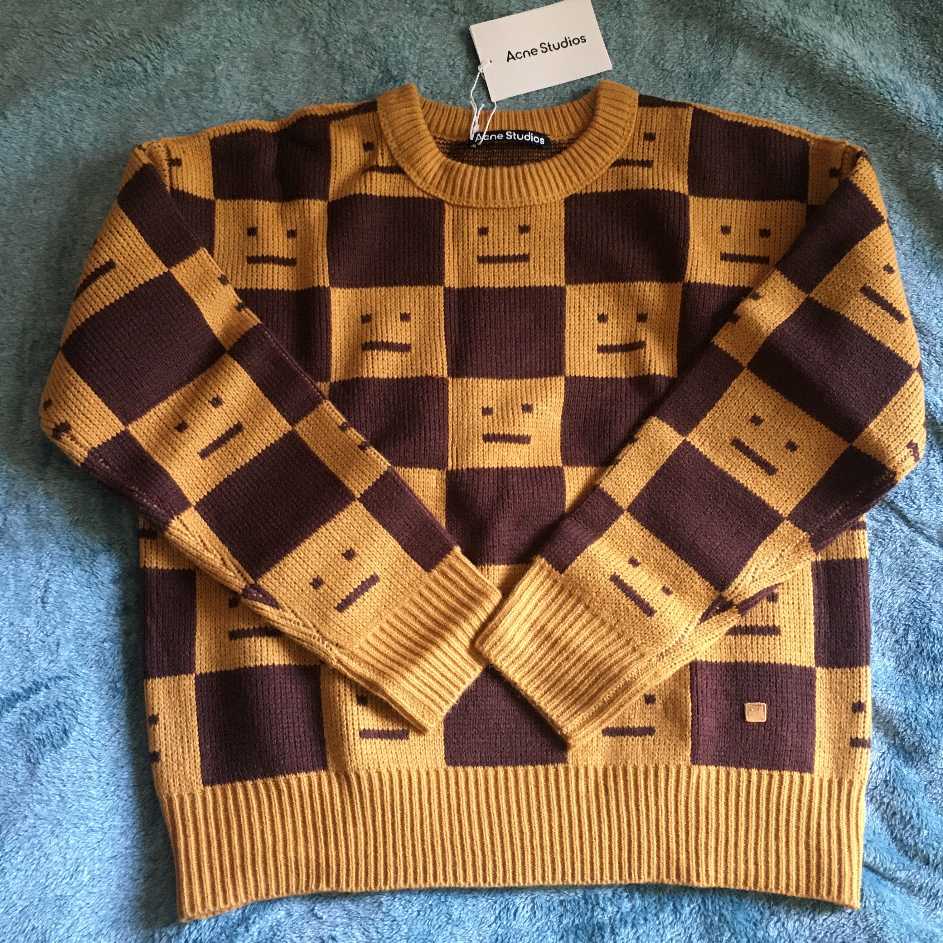 Acne Studios KATLAS CHECKERBOARD FACE KNIT UNISEX Size US XXS / EU 40 - 3 Thumbnail