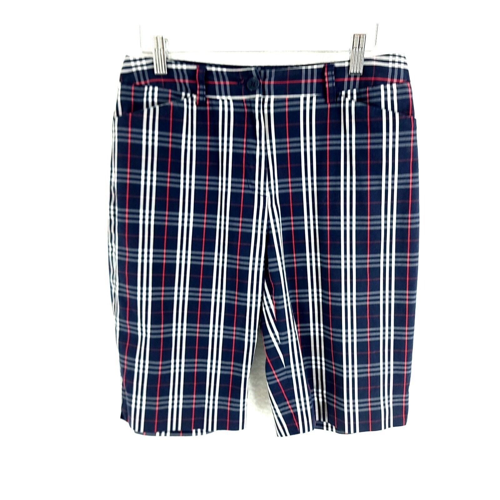Jones New York Jones New York Signature Stretch Blue White Plaid Size 2 Sho Size 30" / US 8 / IT 44 - 1 Thumbnail