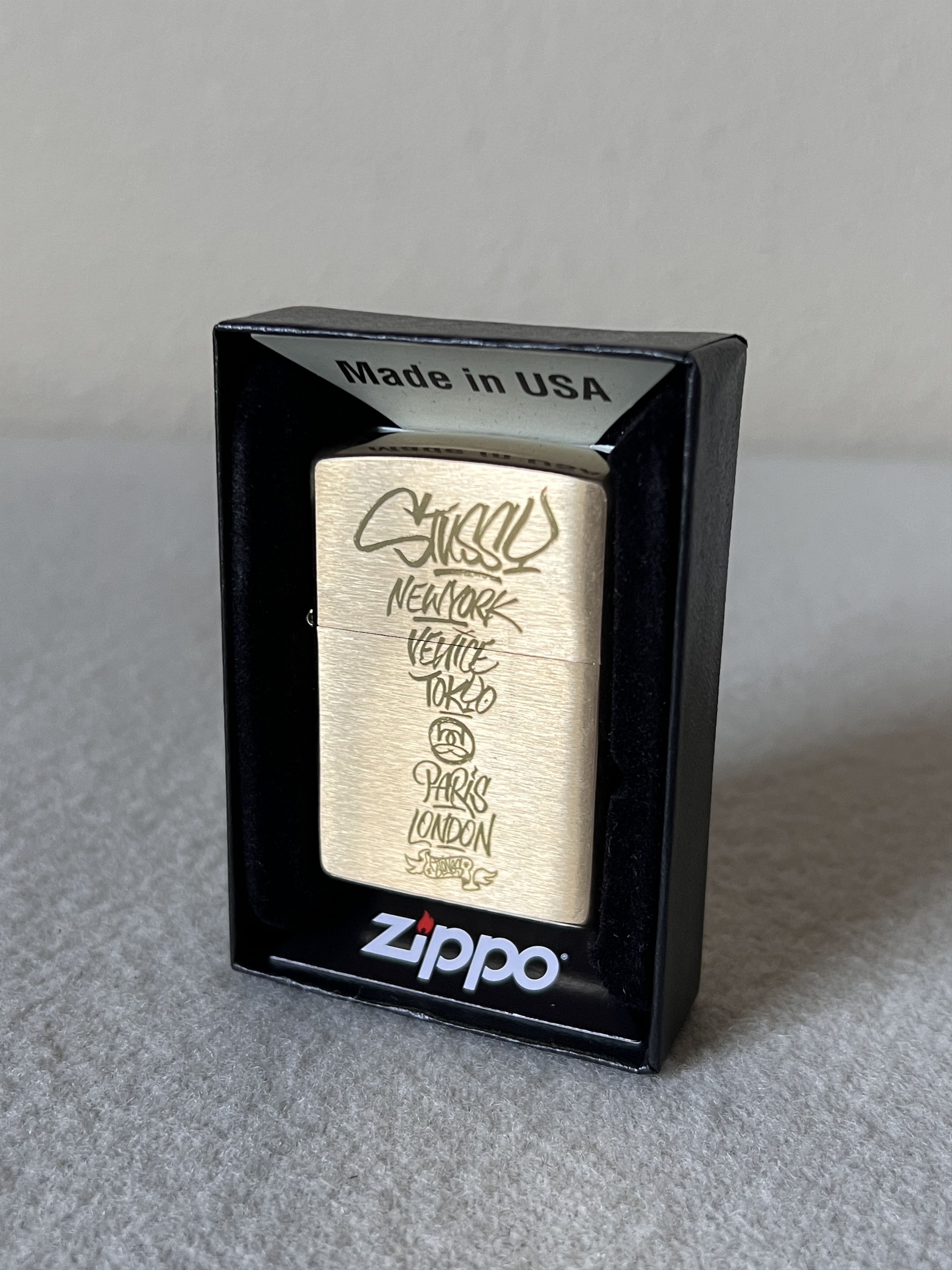image of Stussy Born X Raised Zippo Lighter in Brass, Men's