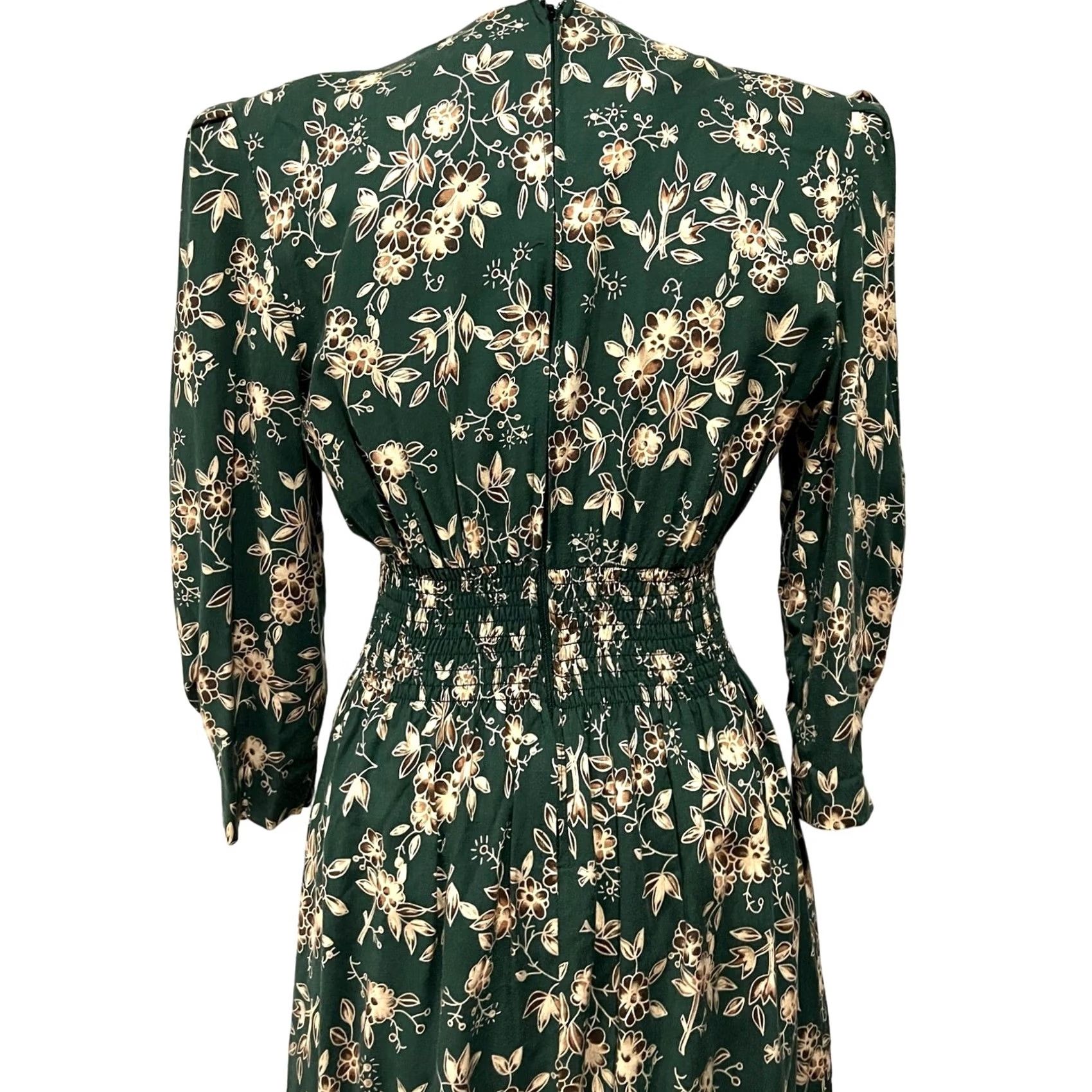 L.G.R VINTAGE L.G. Star Green Floral Midi Dress Collar Pleated Shoulders Women’s Sz 8 Dress Women Green Floral Midi L.G. Star Vintage Size 8 Size M / US 6-8 / IT 42-44 - 7 Thumbnail
