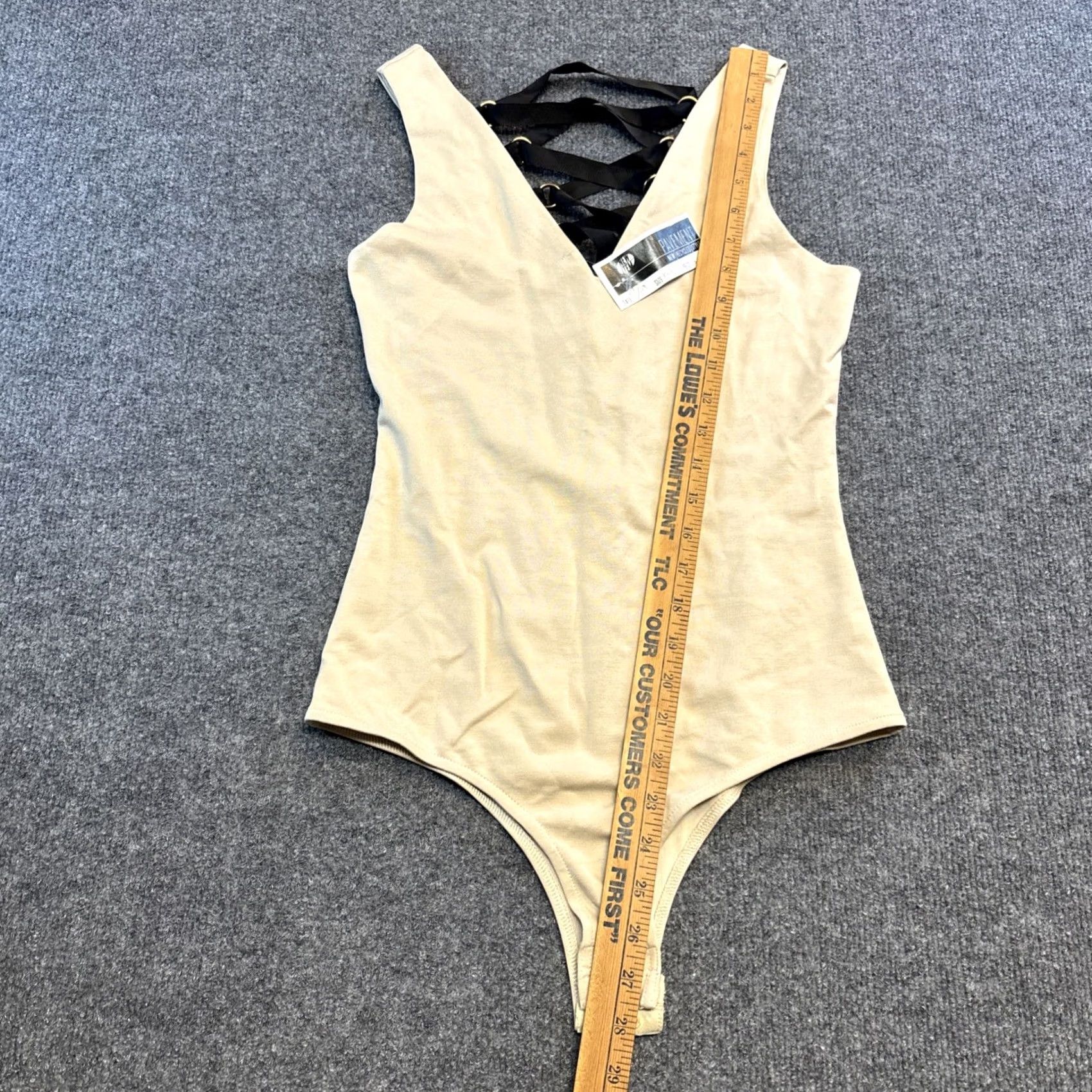 Vintage AUSTRALIA E.ssue Beige Lace Up Black Ribbon V Neck Tank Bodysuit NWT Bardot Camisole Women S Regular Tank Sleeveless XS? Size S / US 4 / IT 40 - 4 Thumbnail