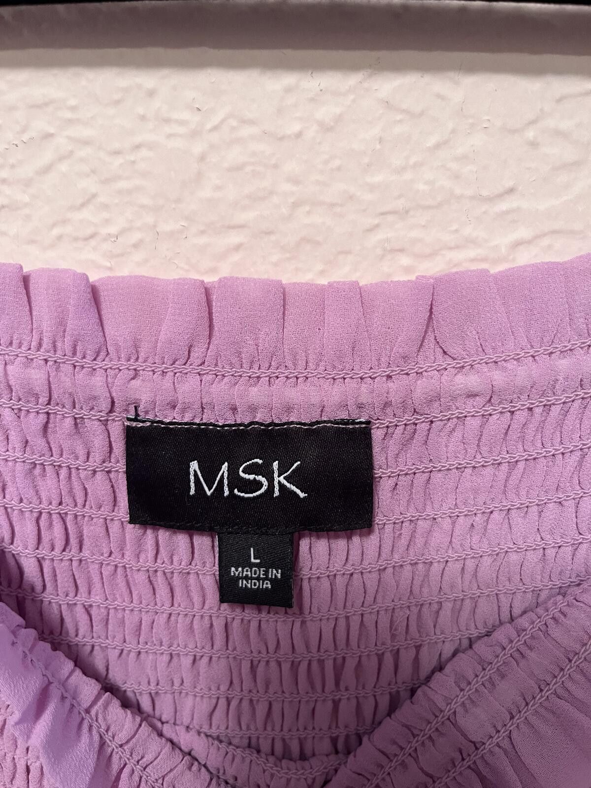 Other MSK Lavender Smocked Bodice Dress with Puff Sleeves Size L / US 10 / IT 46 - 4 Thumbnail