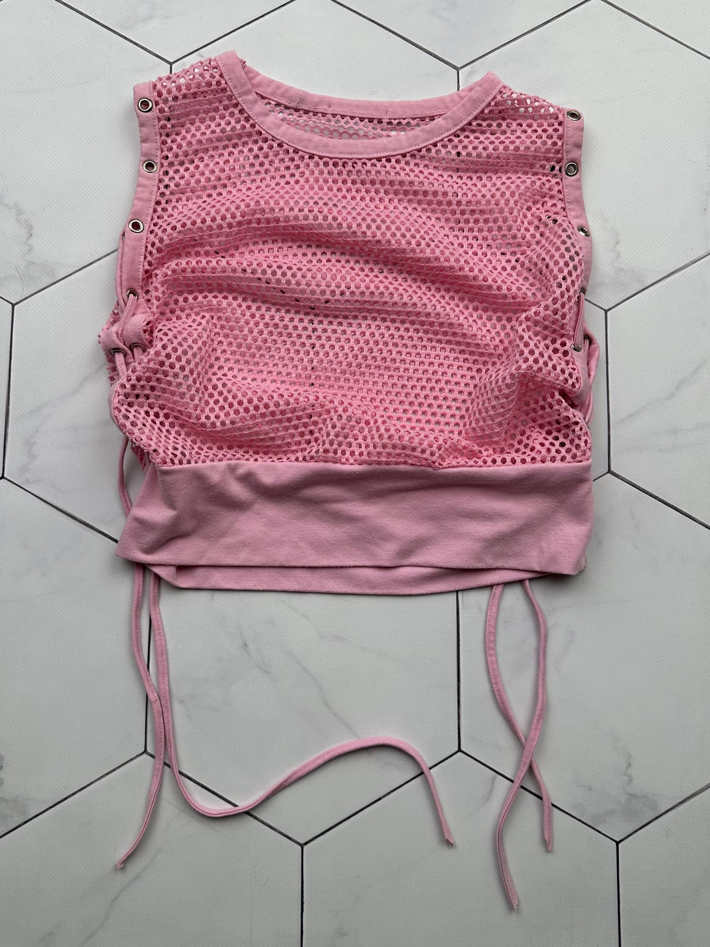 image of Avant Garde x Vintage Mesh Bondage Tank Top in Pink, Women's (Size XS)