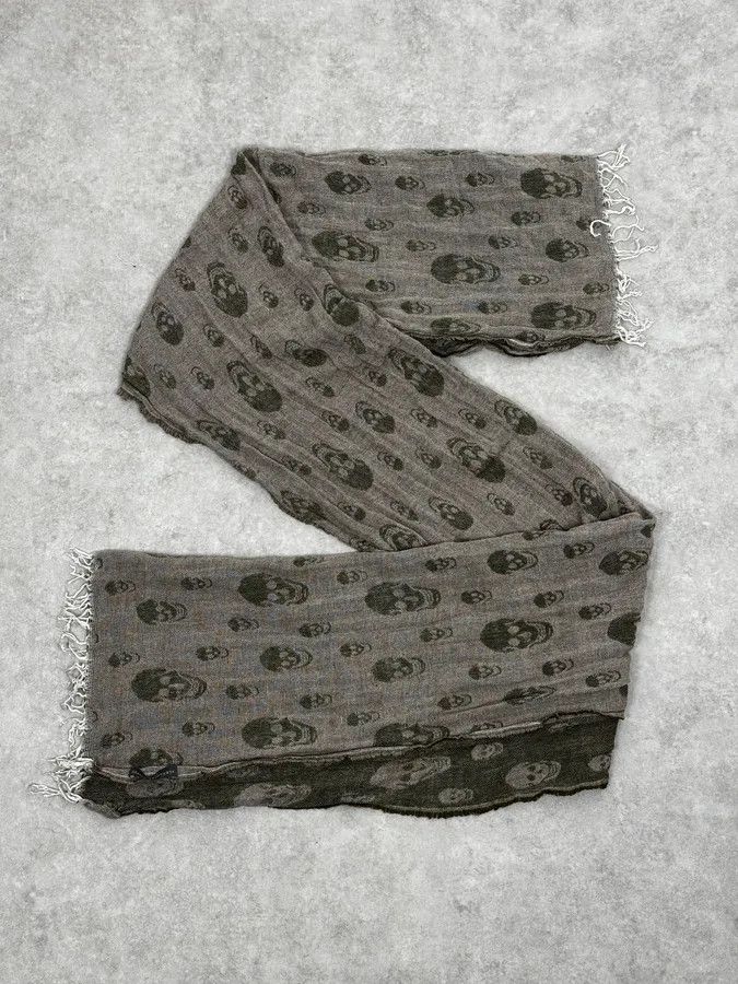Alexander McQueen Alexander McQueen Grey & Green Deadskull Scarf Size ONE SIZE - 4 Thumbnail