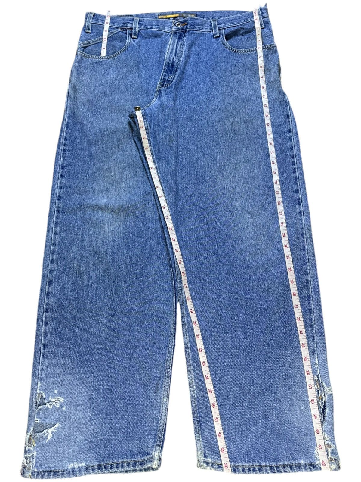 Levi's Vintage 90s Levis Silver Tab Distressed Baggy Jeans Size US 37 - 13 Thumbnail