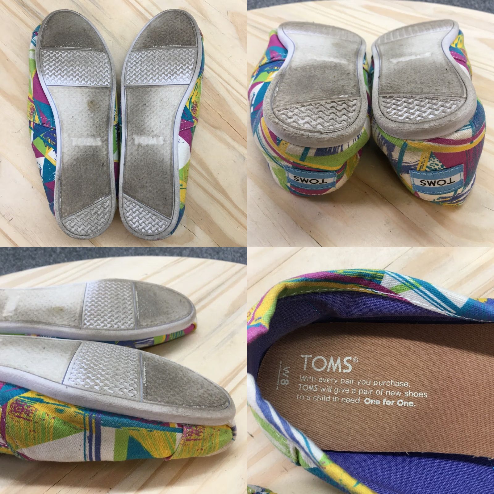 Toms Toms Loafer Womens 8 Multicolor Geometric Round Toe Slip On Flats Canvas Casual Size US 8 / IT 38 - 8 Thumbnail