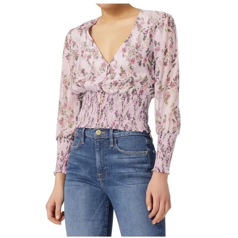 INTERMIX ELIN FLORAL 100% SILK TOP S/M