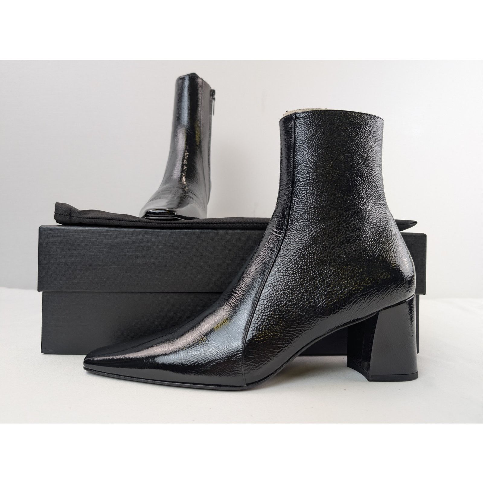 Saint Laurent Paris o1rshd1 Naplack Hero Calf Rainer 75 Boots in Nero Size US 12 / EU 45 - 20 Thumbnail