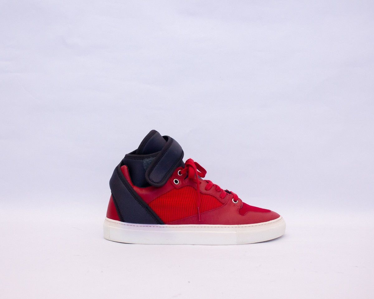 Balenciaga Balenciaga Mens Red Navy Blue Neoprene Strap High Top SZ:6US Size US 6 / EU 39 - 6 Thumbnail