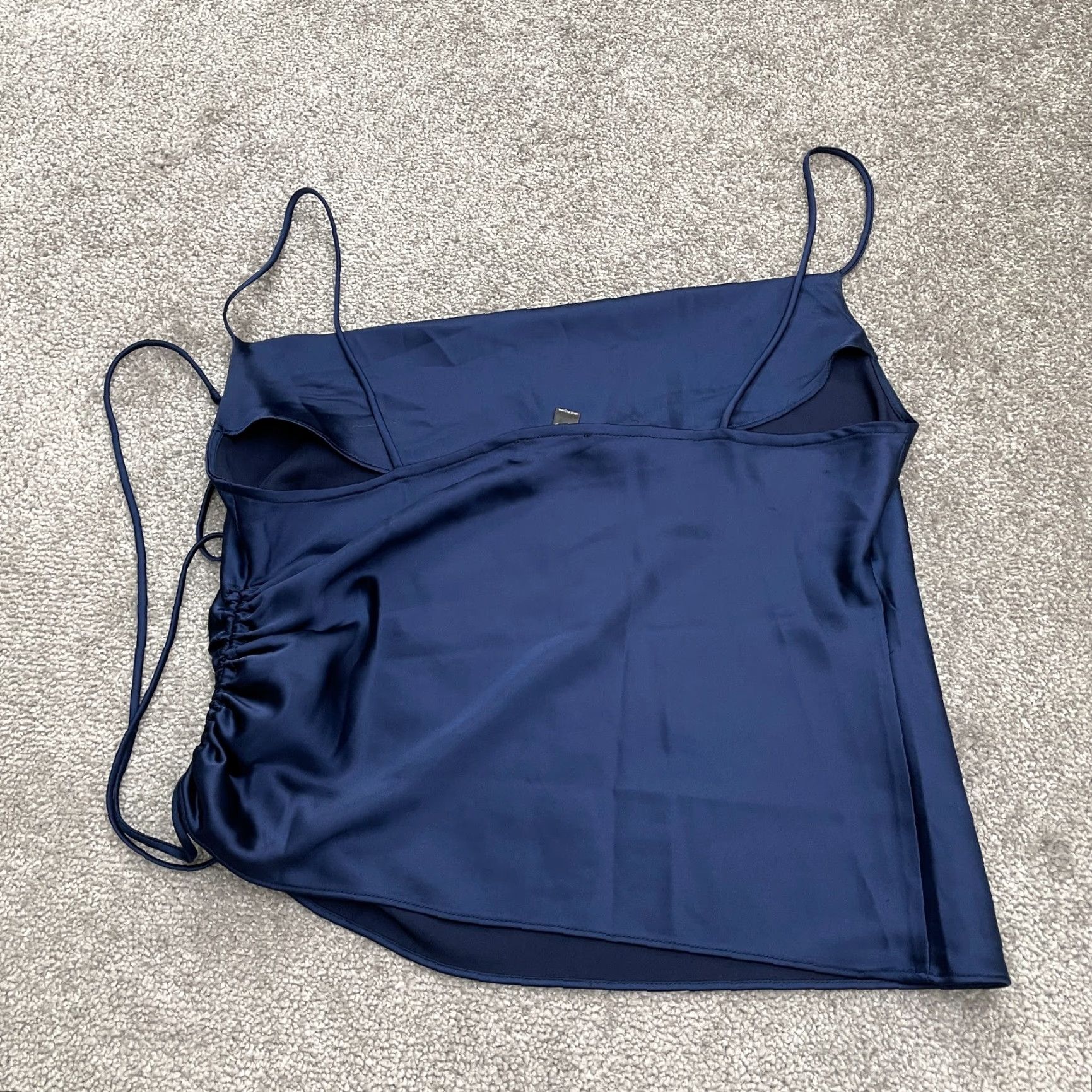 AQUA Aqua Satin Camisole Tank Top Womens L Navy Blue Spaghetti Strap Sleeveless Tunic Dressy Casual Size L / US 10 / IT 46 - 2 Thumbnail