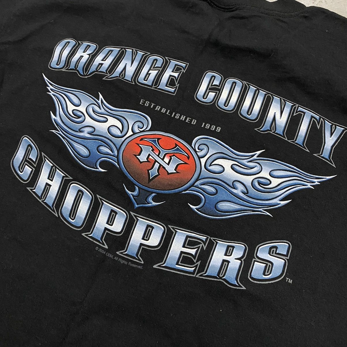 Harley Davidson × Japanese Brand × Vintage Vtg Y2K Orange County Choppers Gothic Buker Flame Tee Size US L / EU 52-54 / 3 - 7 Thumbnail