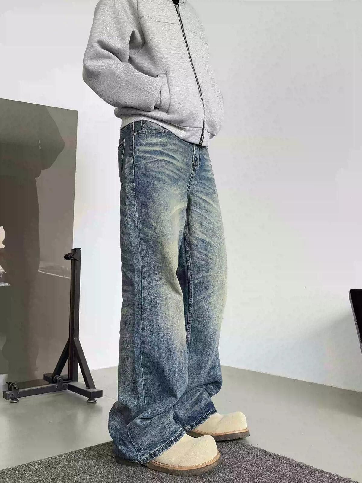 Japanese Brand Blue Washed Wide Leg Denim Jeans, Relaxed Fit Jeans Size US 32 / EU 48 - 1 Thumbnail