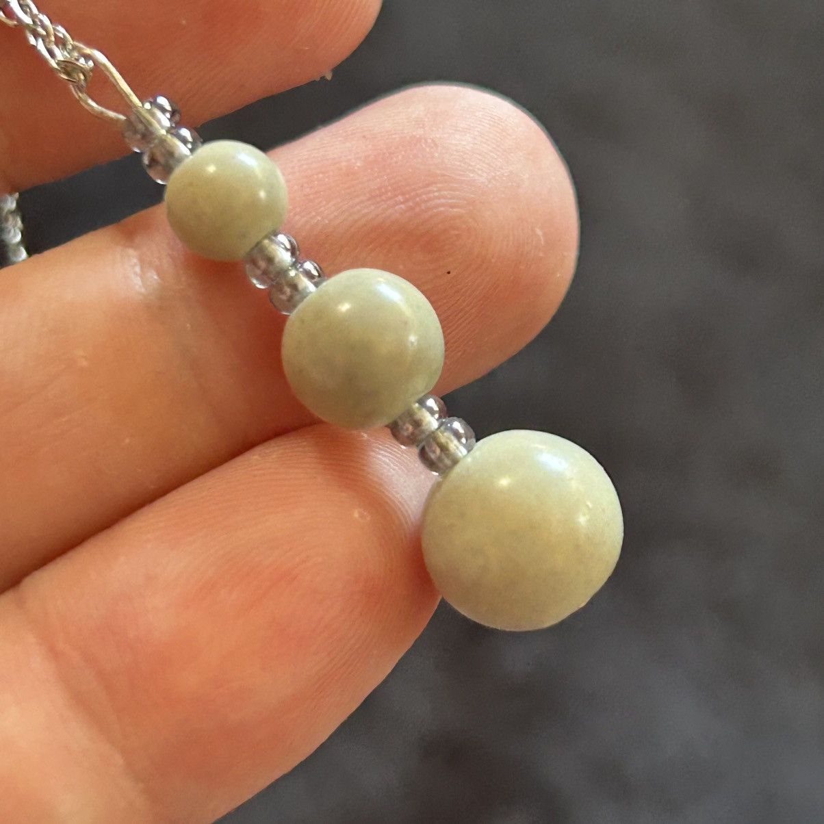 Handmade Handcrafted genuine serpentine jade bead drop necklace Size ONE SIZE - 5 Thumbnail