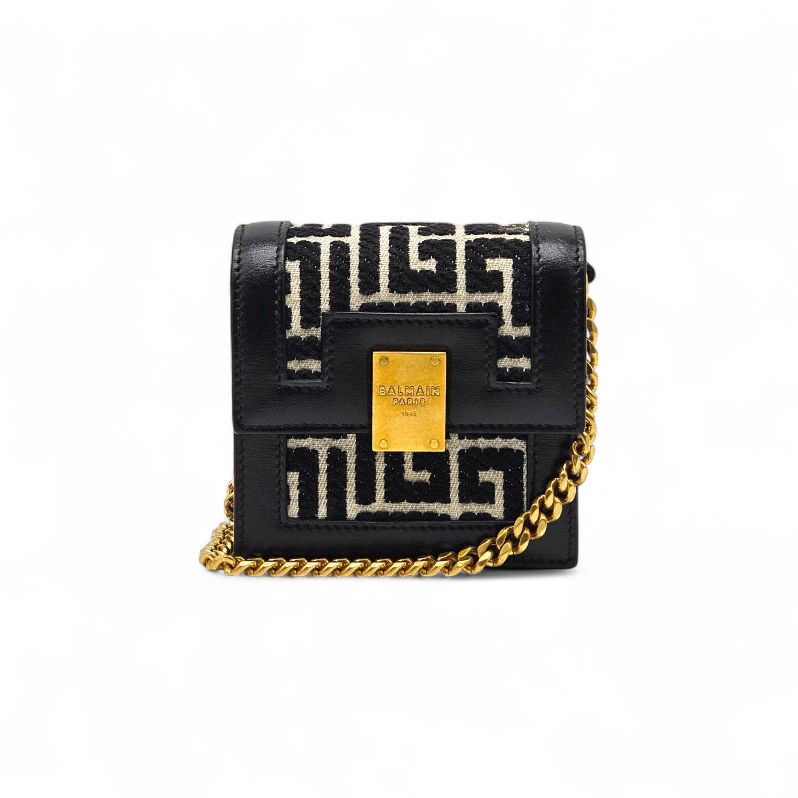 Balmain 1945 Wallet On Chain Woc Mini Bag In Black And White $995, Women's