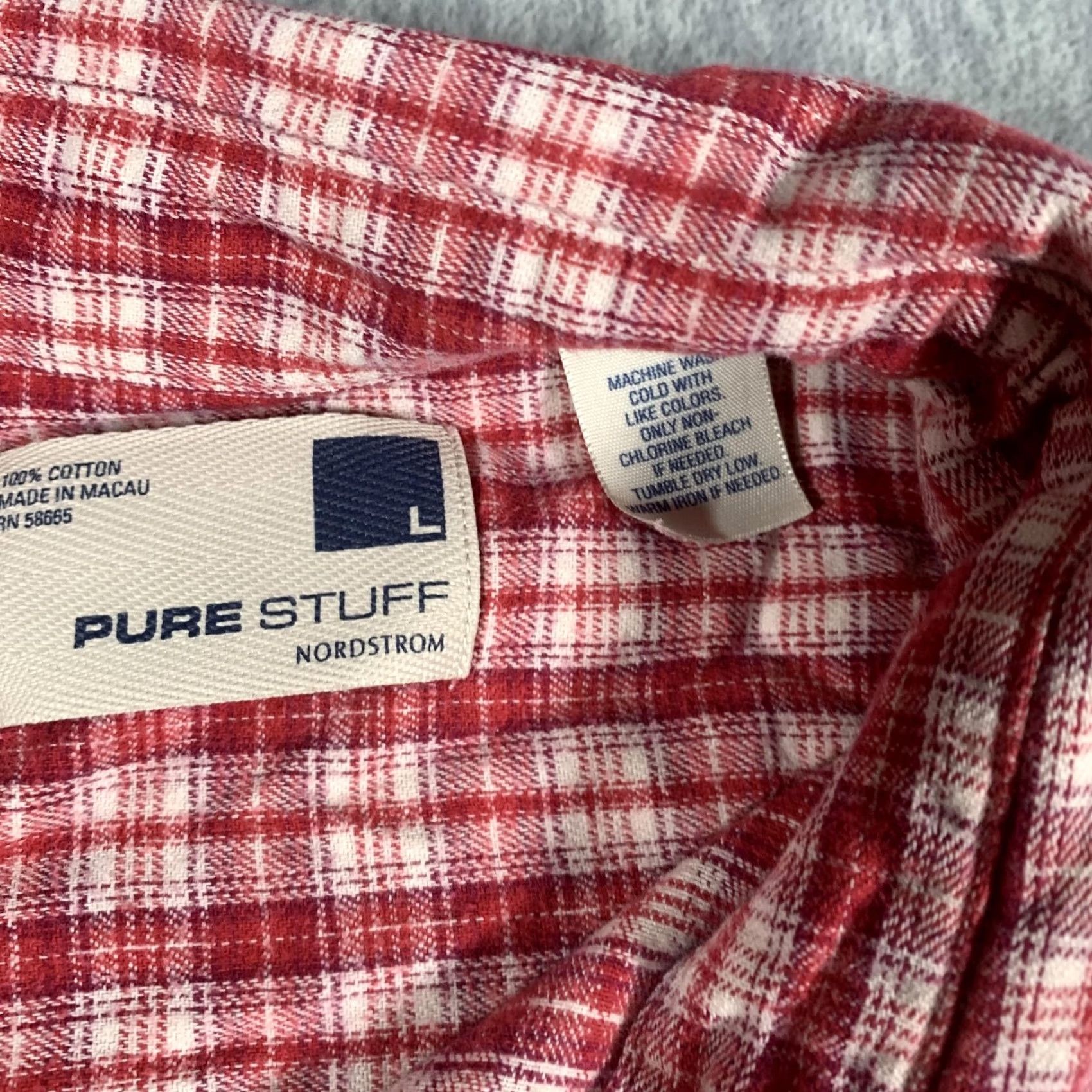 Nordstrom Pure Stuff Nordstrom Shirt Mens Large Red White Plaid Button Down Cotton Casual Shirt Size US L / EU 52-54 / 3 - 5 Thumbnail