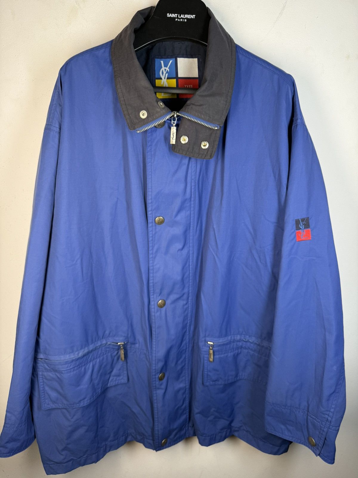 Yves Saint Laurent Autumn YSL Jacket Blue YSL Coat Zip Up Collar Vintage Size US L / EU 52-54 / 3 - 2 Thumbnail