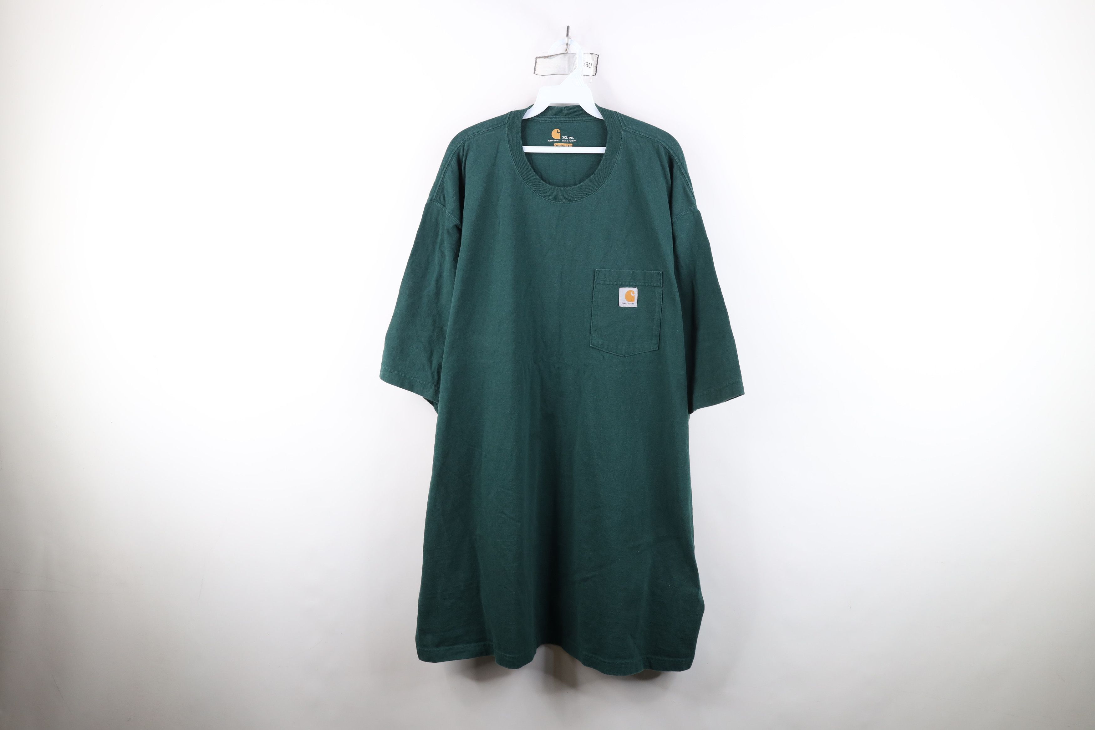 Carhartt Vintage Y2K Carhartt Faded Heavy Cotton Pocket T-Shirt Green Size US XXL / EU 58 / 5 - 1 Thumbnail