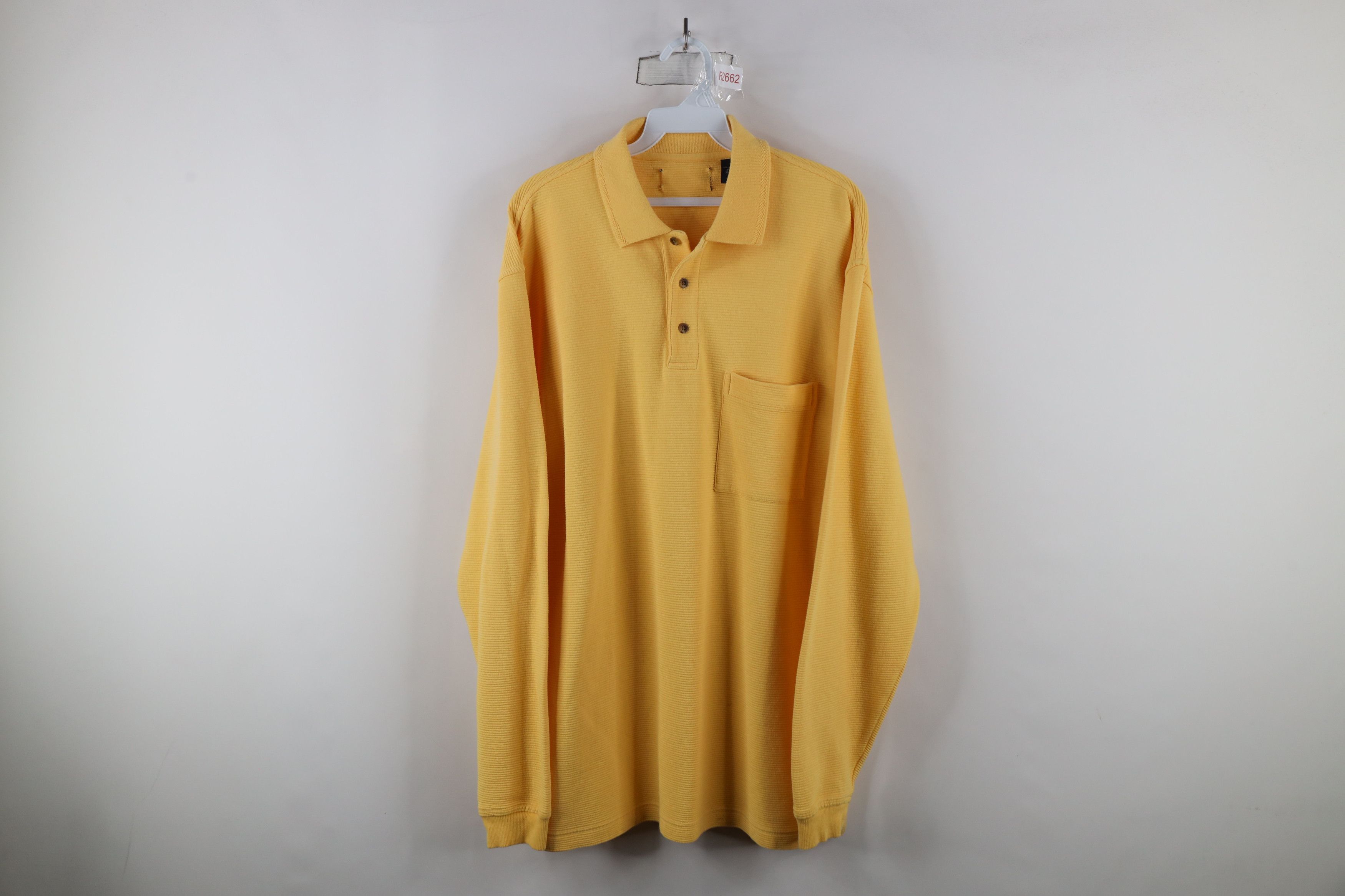 Vintage Vintage 90s Streetwear Long Sleeve Rugby Polo Shirt Yellow Size US M / EU 48-50 / 2 - 1 Thumbnail