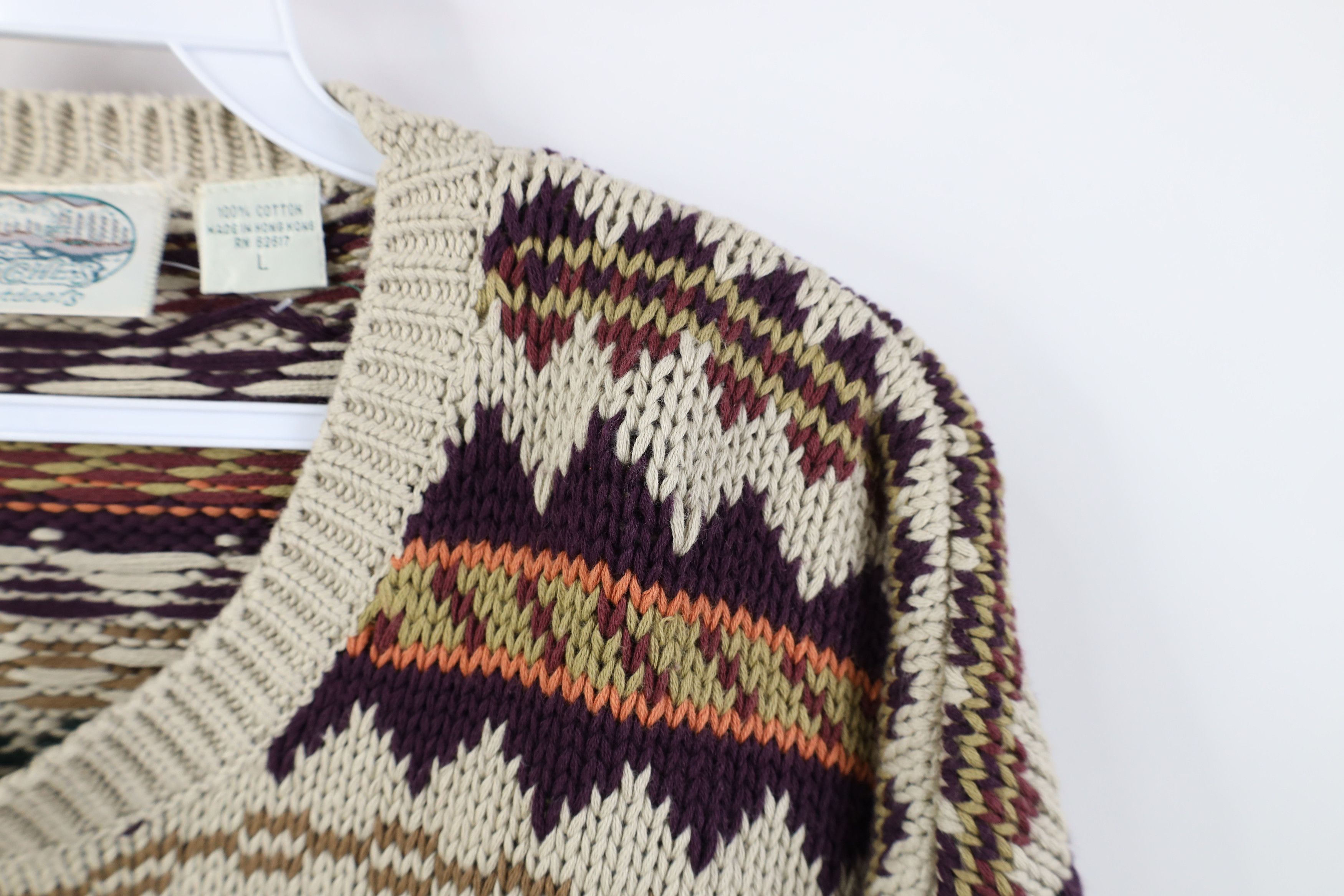 Vintage Deadstock Vintage 90s Streetwear Fair Isle Sweater Cotton Size US L / EU 52-54 / 3 - 5 Thumbnail
