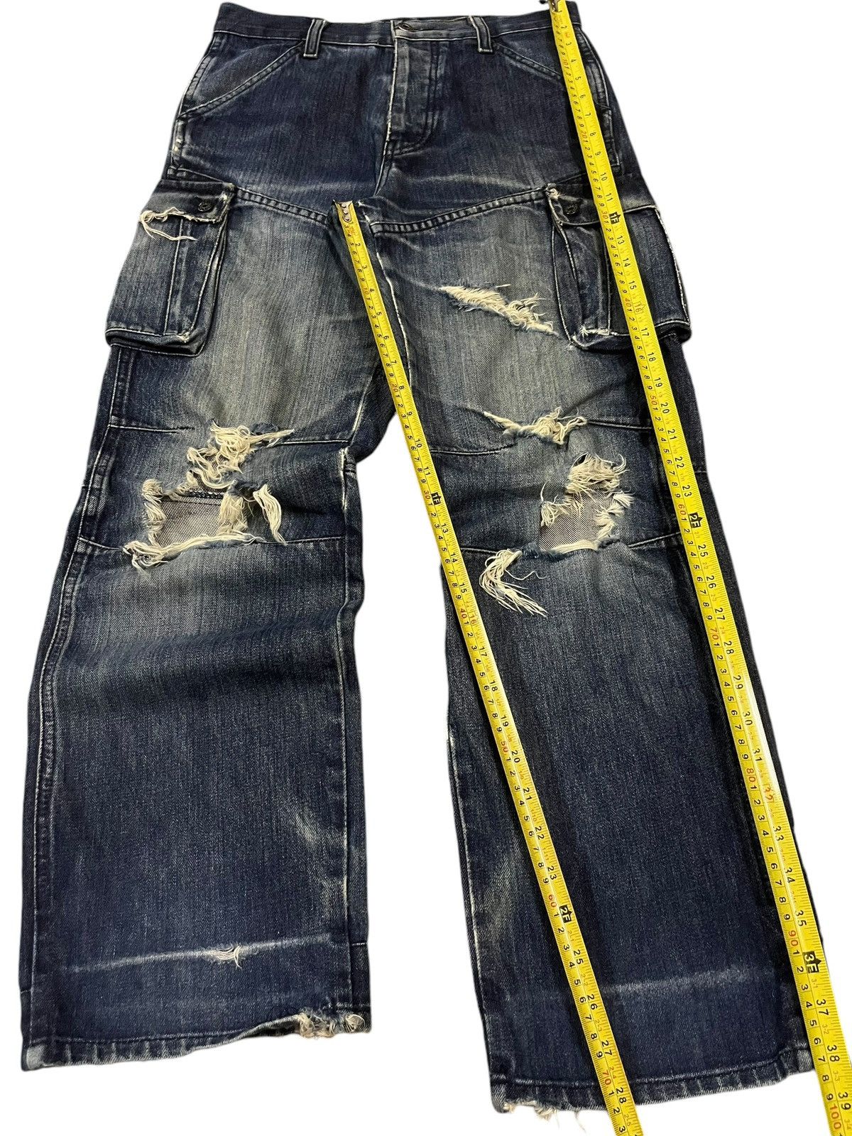 G-Star Vintage G Star Raw Blue Washed Cargo Ripped Distressed Jeans Size US 30 / EU 46 - 19 Thumbnail