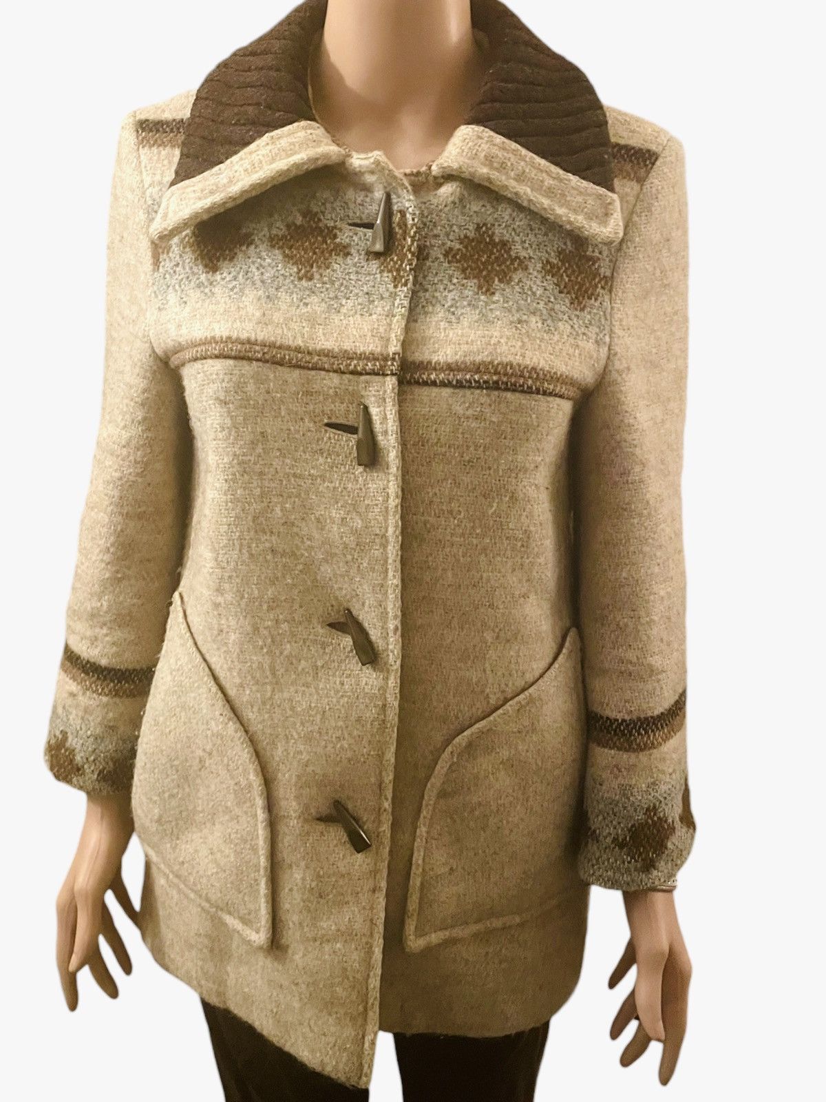 Vintage Vintage Duffle coat 1970s Beige Brown Size S Size S / US 4 / IT 40 - 1 Thumbnail