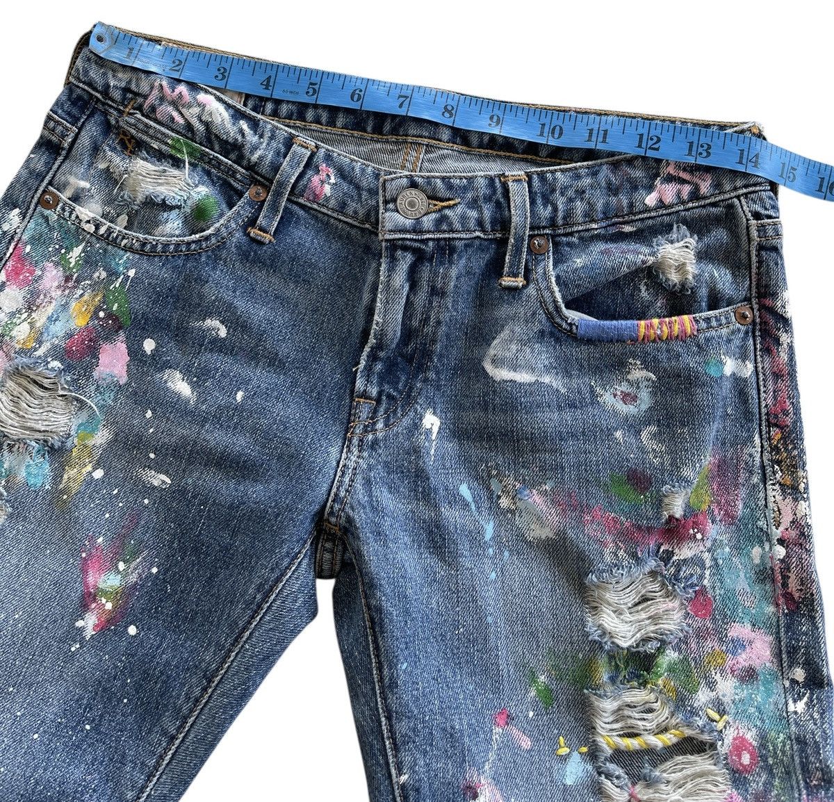 Polo Ralph Lauren Polo RL Paint Splatter Distressed Astor Slim Boyfriend Denim Size 28" / US 6 / IT 42 - 14 Thumbnail