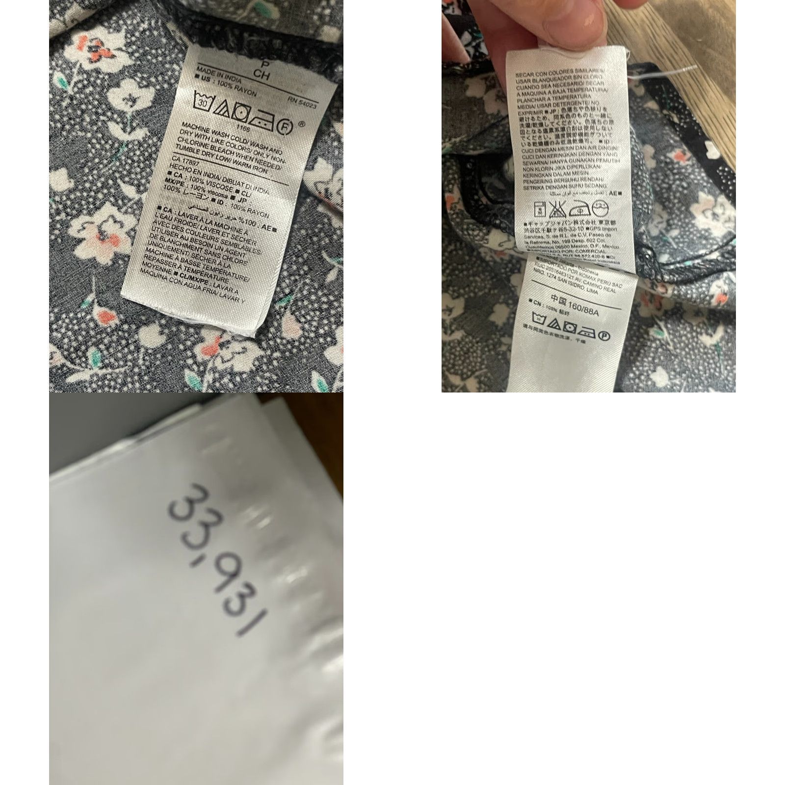 Old Navy Old Navy Dress Women's Small Black White Floral 3/4 Sleeve V-Neck Knee Length A-Line Shift Size S / US 4 / IT 40 - 8 Thumbnail