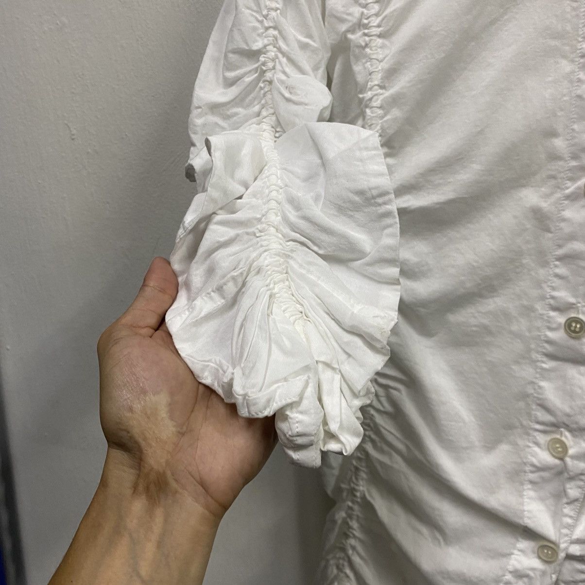 Issey Miyake Issey Miyake White Ruched Button-Up Shirt Size M / US 6-8 / IT 42-44 - 5 Thumbnail