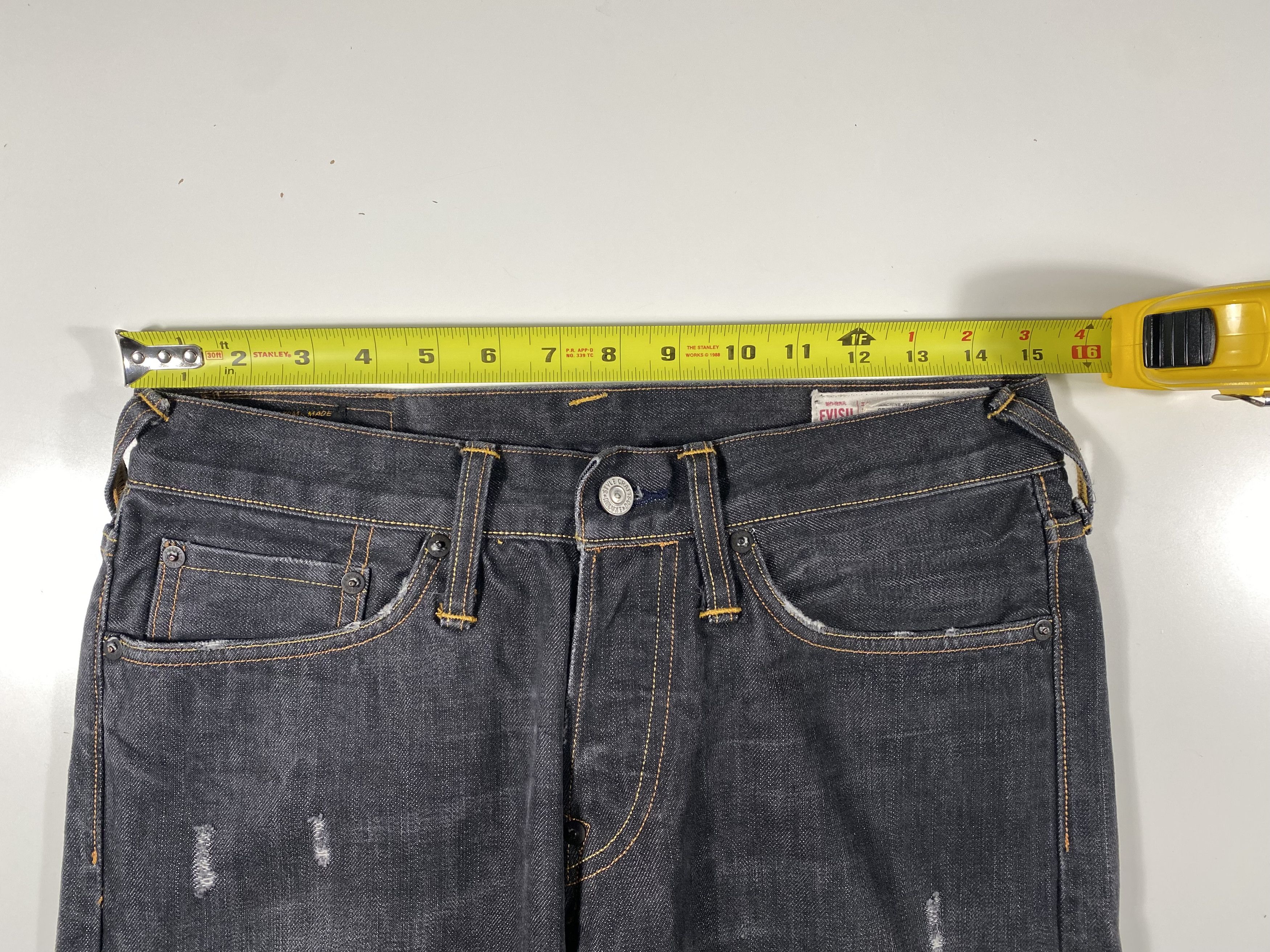 Evisu Evisu No 2 BLK Black Diacock Logo Selvedge Jeans 30x33.5 Size US 30 / EU 46 - 9 Thumbnail