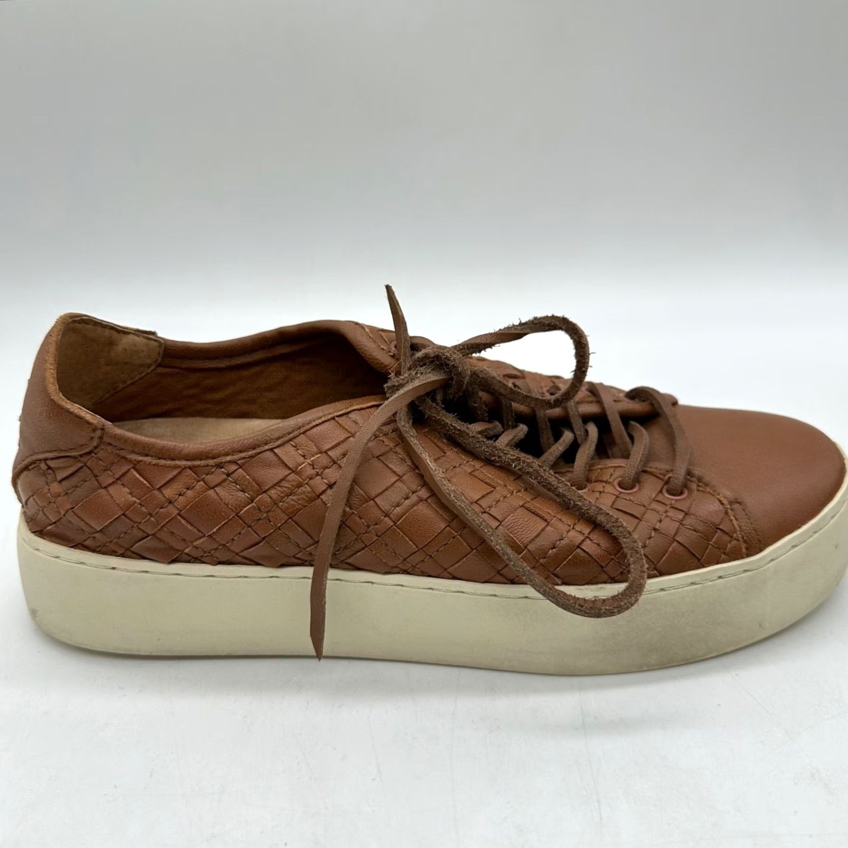 Frye Frye Lena Woven Low Lace Up Sneakers Shoes Brown Leather Size 6 Womens Athletic Sneaker Size US 6 / IT 36 - 7 Thumbnail