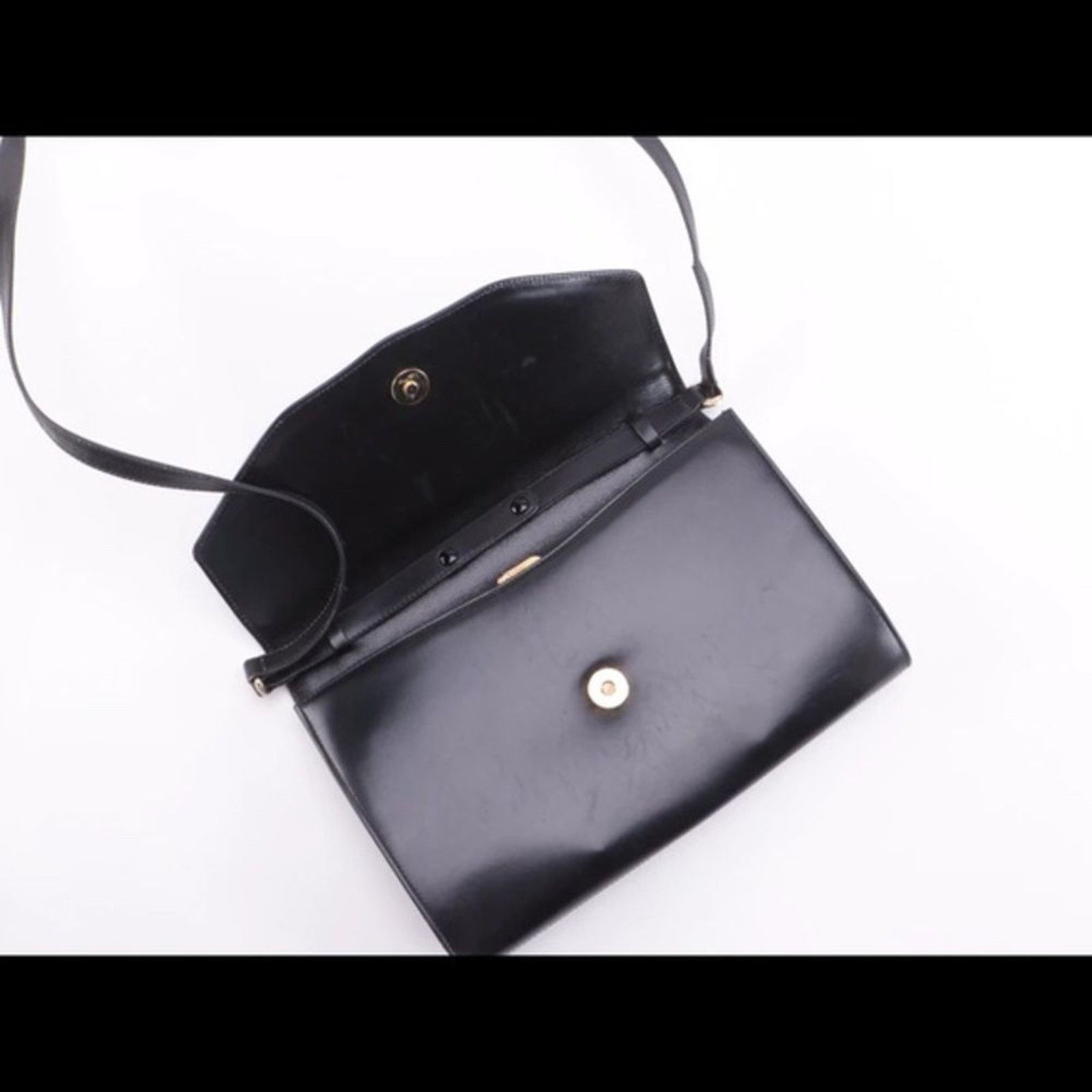 Gucci GUCCI Vintage Black Leather Clutch Convertible Crossbody Size ONE SIZE - 3 Thumbnail