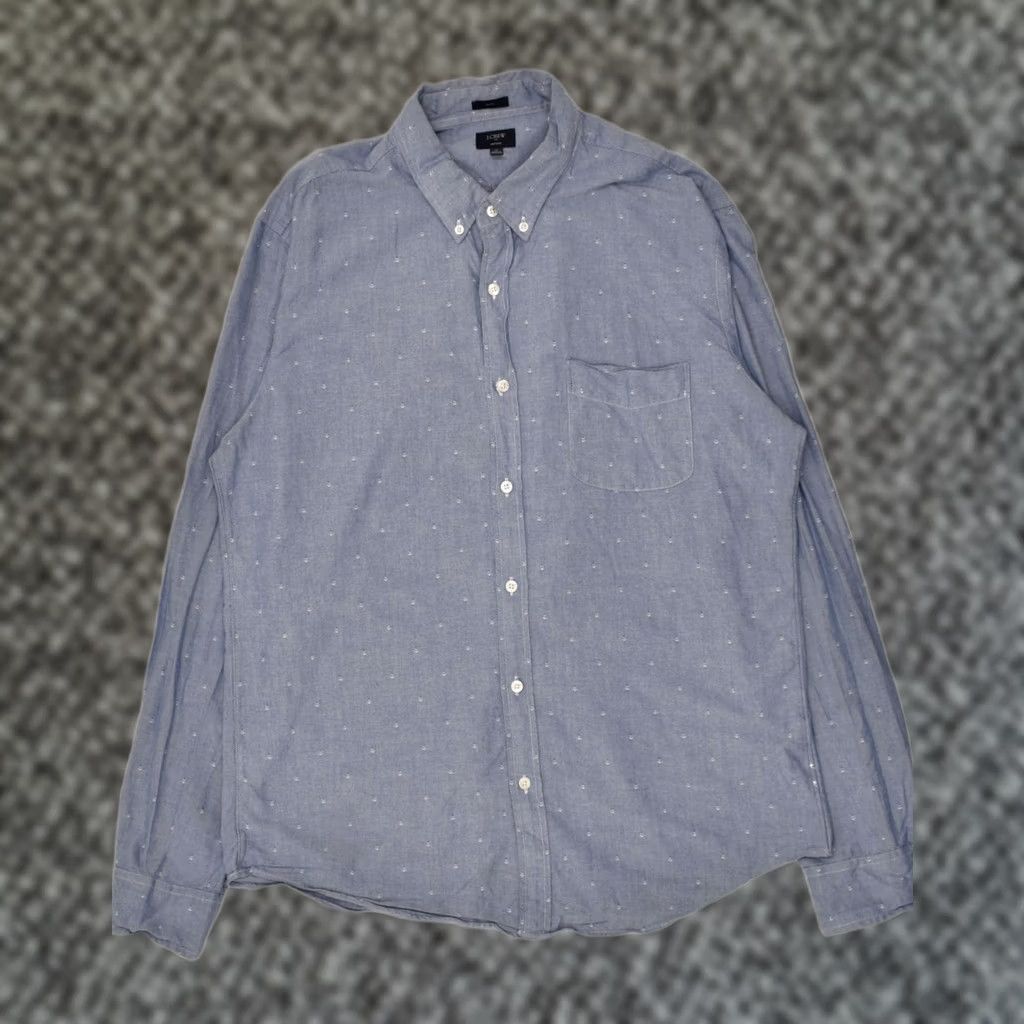 J.Crew J. CREW Mens Oxford Slim Fit Shirt XL Blue Spotted Cotton OH17 Size US XL / EU 56 / 4 - 1 Thumbnail
