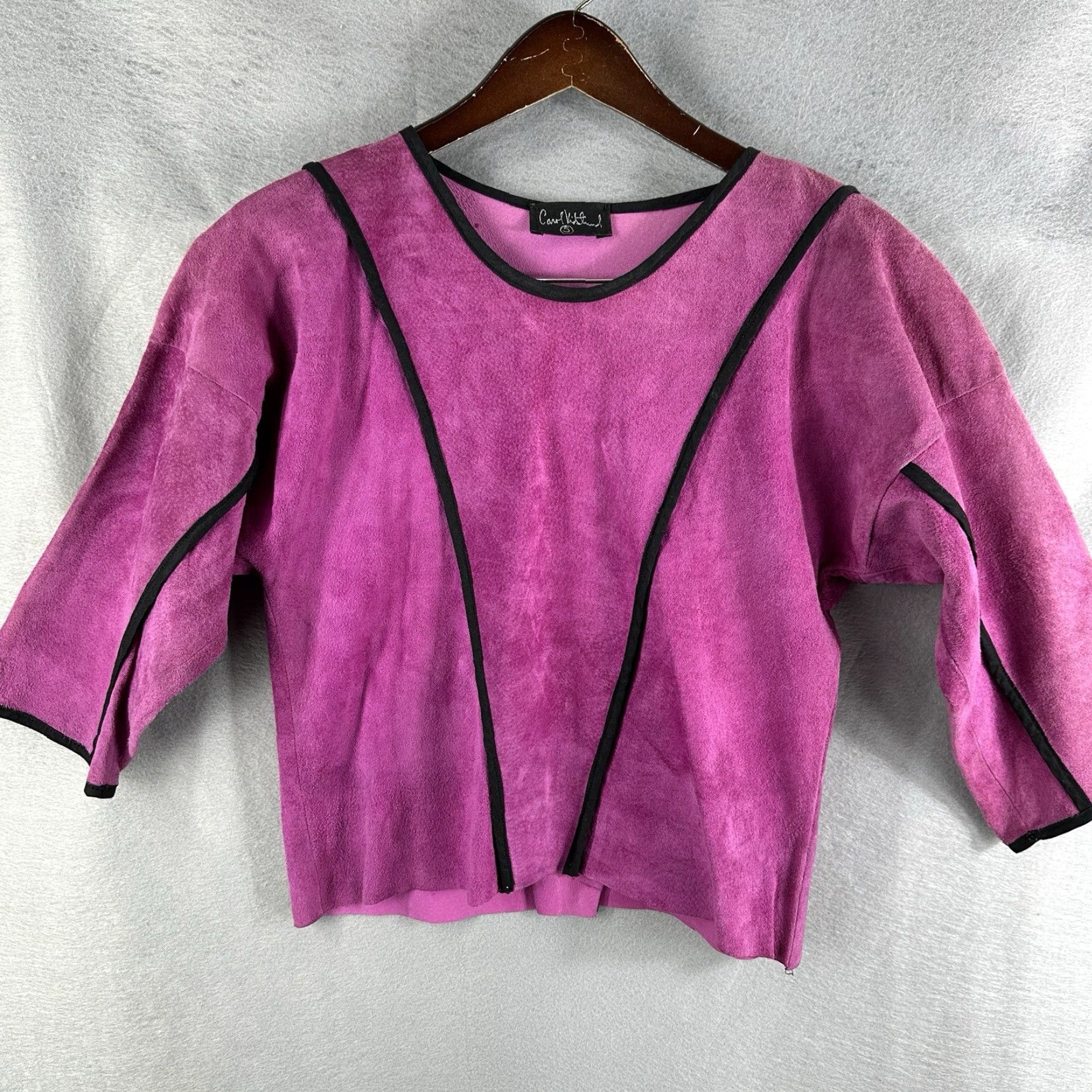 Etro VINTAGE Carol Vidstrand Suede Top Womens Small Adult Small Pink 3/4 Sleeve Round Neck Retro Western Boho 90s Concert Cottagecore Womens Size S / US 4 / IT 40 - 2 Thumbnail