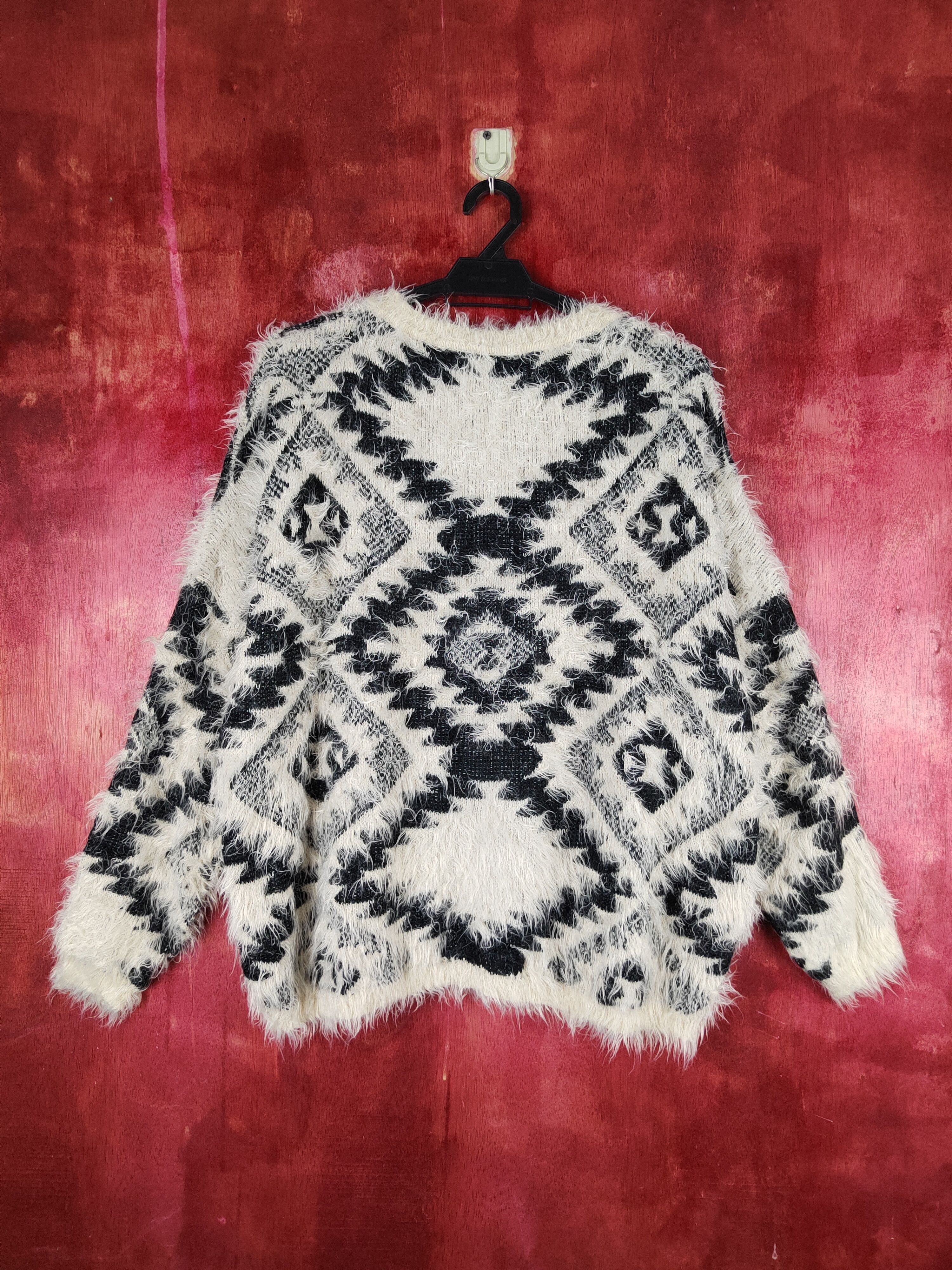 Japanese Brand × Vintage Art Design 💥 Spray Black Cream Fur Mohair Knitwear Size XL / US 12-14 / IT 48-50 - 7 Thumbnail