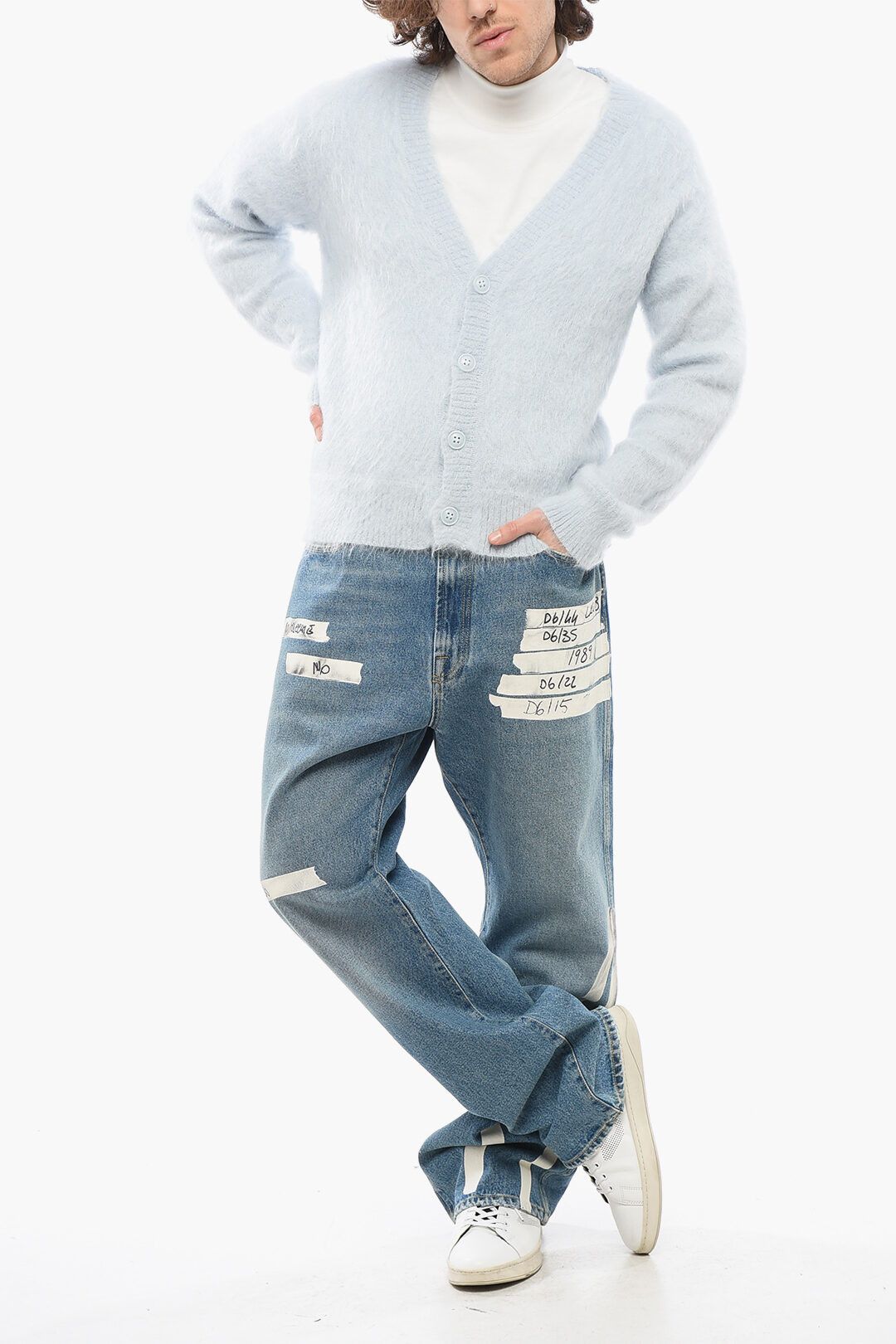 1989 STUDIO og1mm0725 V-Neck Fuzzy Cardigan in Light Blue Size US S / EU 44-46 / 1 - 4 Thumbnail