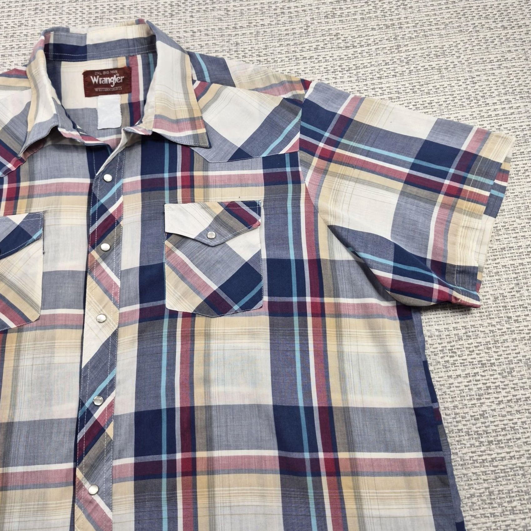 Wrangler VTG Wrangler Snap Shirt Mens Big 2XL Big Man Plaid Short Sleeve Western Casual Shirt Size US XXL / EU 58 / 5 - 2 Thumbnail