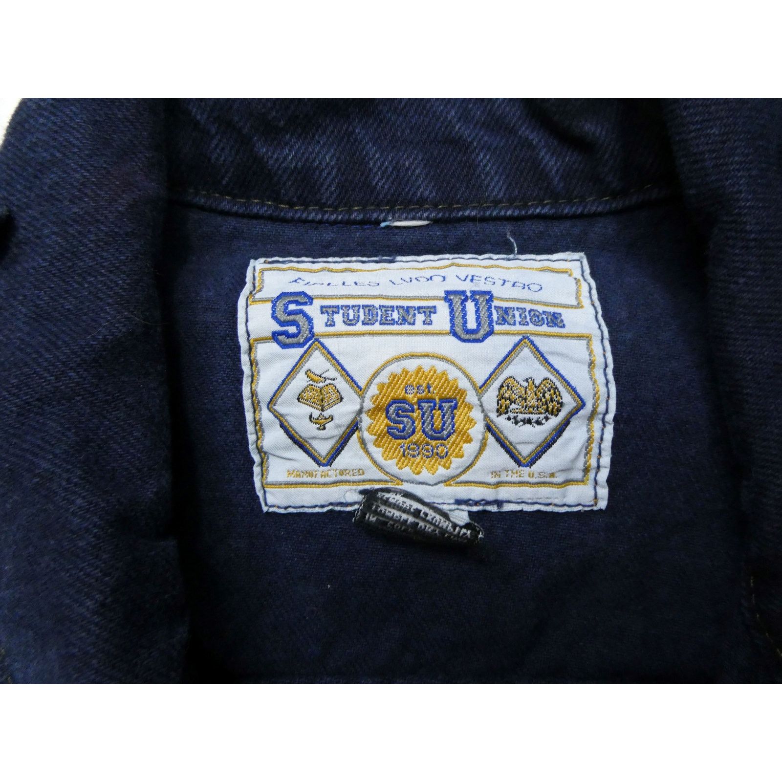 NCAA MICHIGAN denim jacket, Student Union, Medium, Made in USA Size US M / EU 48-50 / 2 - 4 Thumbnail