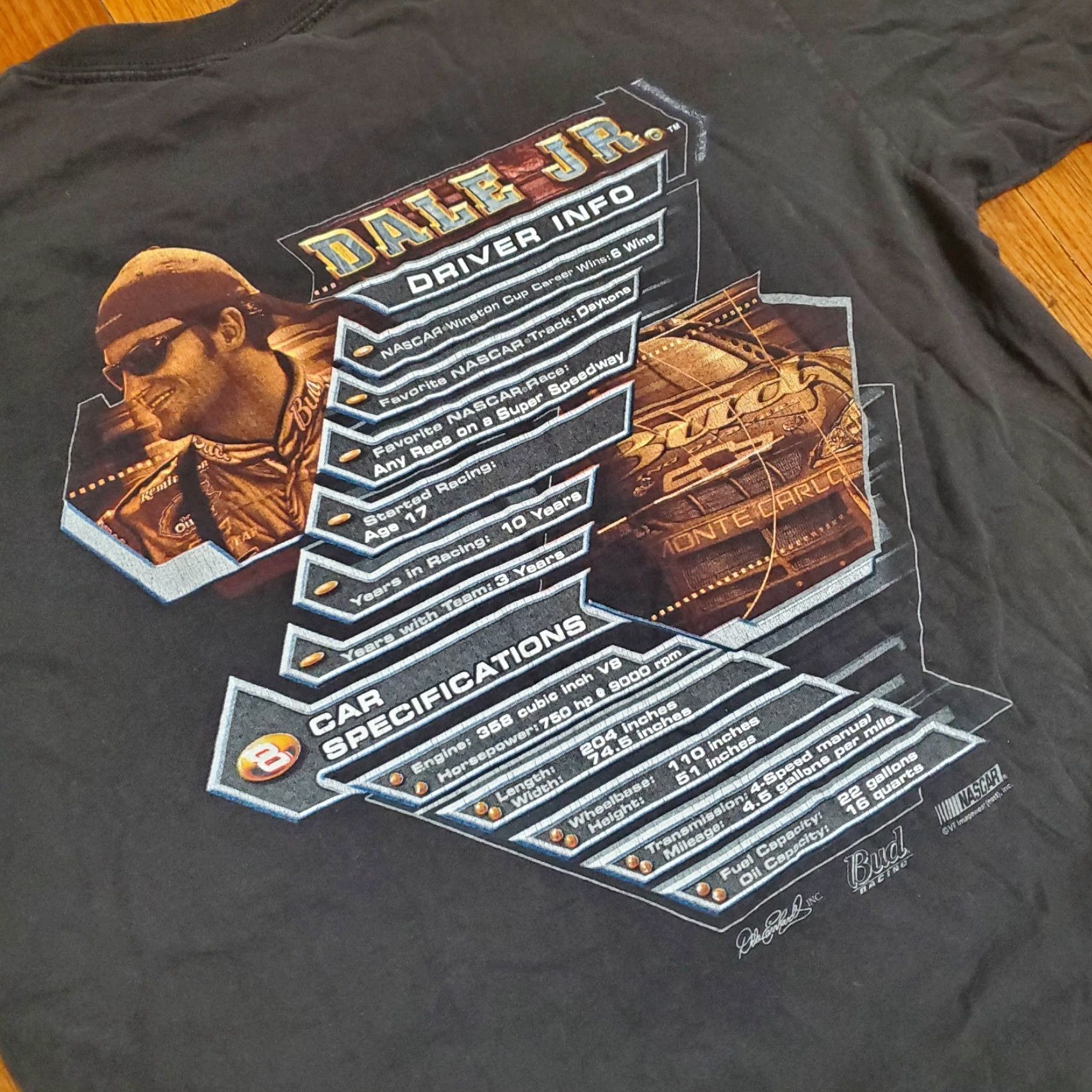 NASCAR VINTAGE Dale Earnhardt Jr. T-Shirt Short Sleeve Graphic Print 2000s Black Large Mens Shirtsz Large NASCAR 90s Cars Sports Double-Sided Size US L / EU 52-54 / 3 - 2 Thumbnail