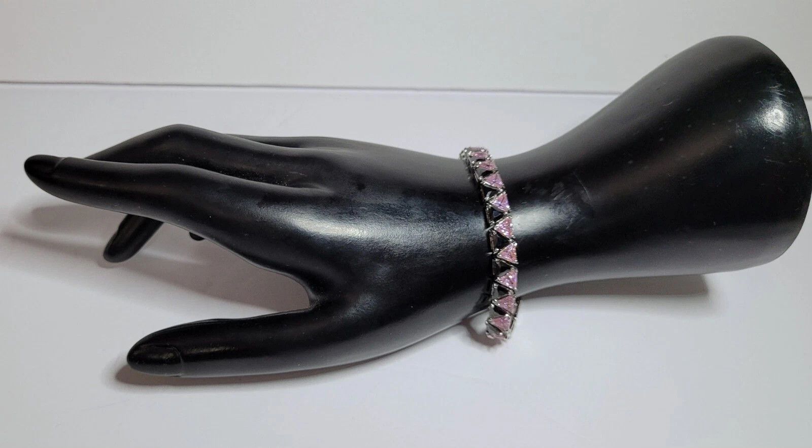 Sterling Silver Sterling Silver Tennis Bracelet 6.5" Pink Black Silver Size ONE SIZE - 5 Thumbnail