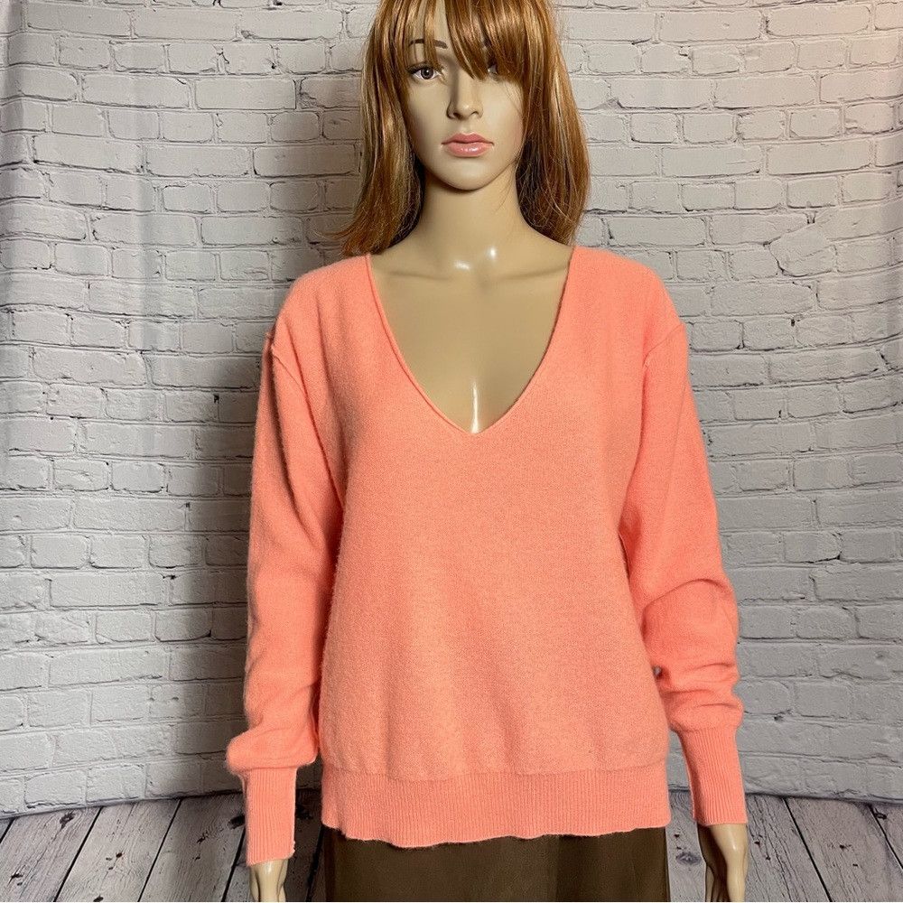 Free People New Free People Harmony Cashmere Orange V Sweater Size S Size S / US 4 / IT 40 - 3 Thumbnail